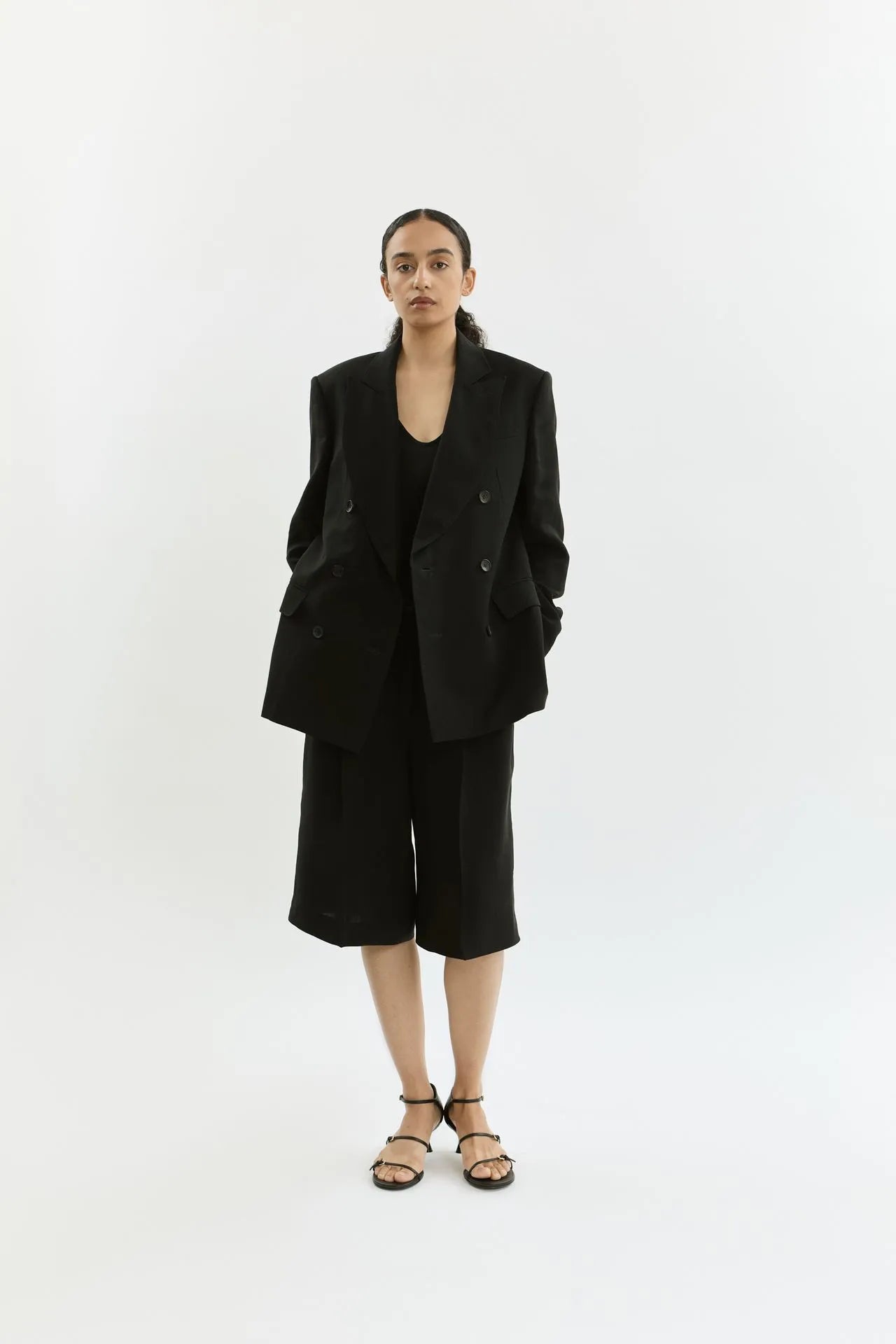 Sasha blazer | Black - Linen silk blend