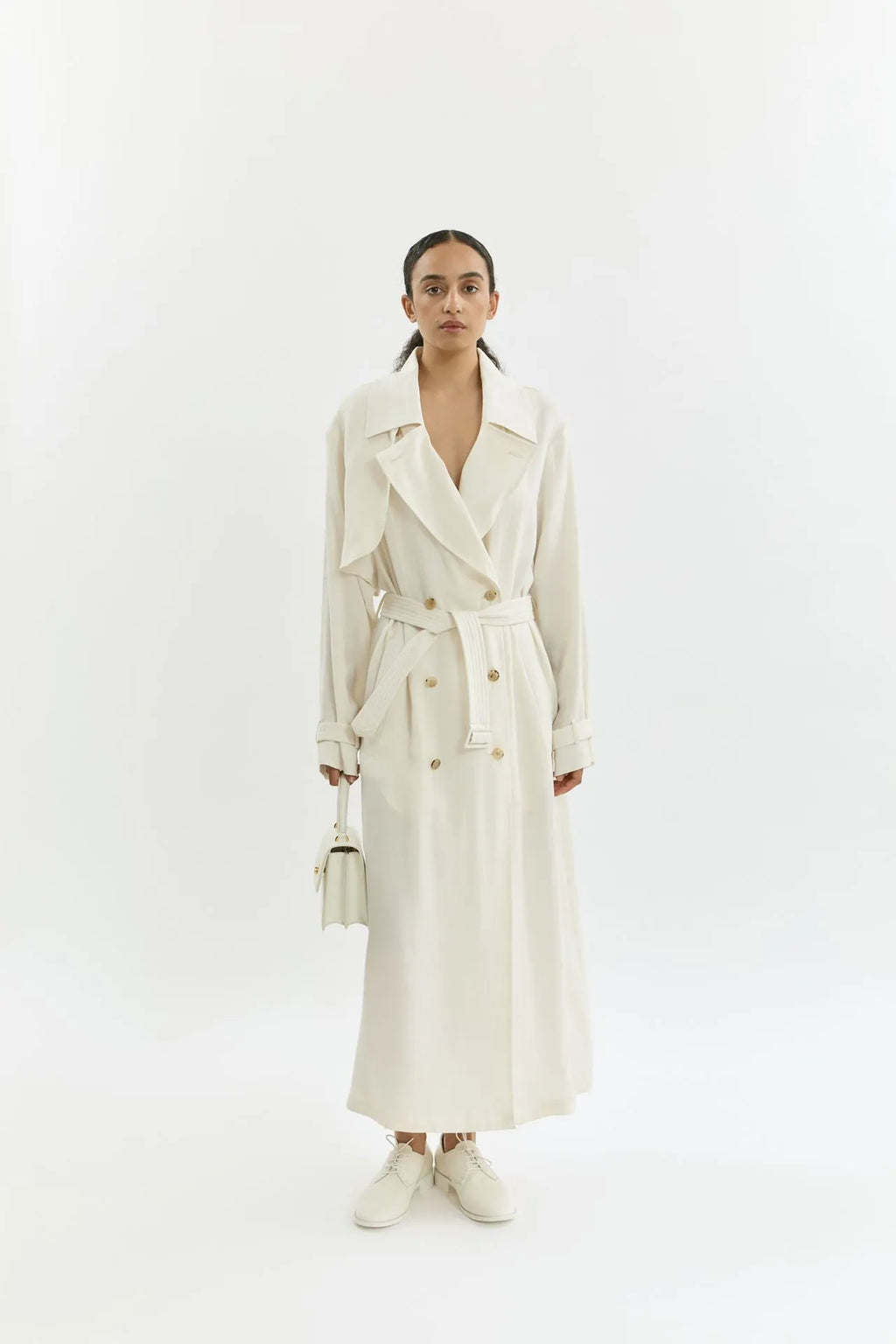 Riley trench coat | Cream - Linen silk blend