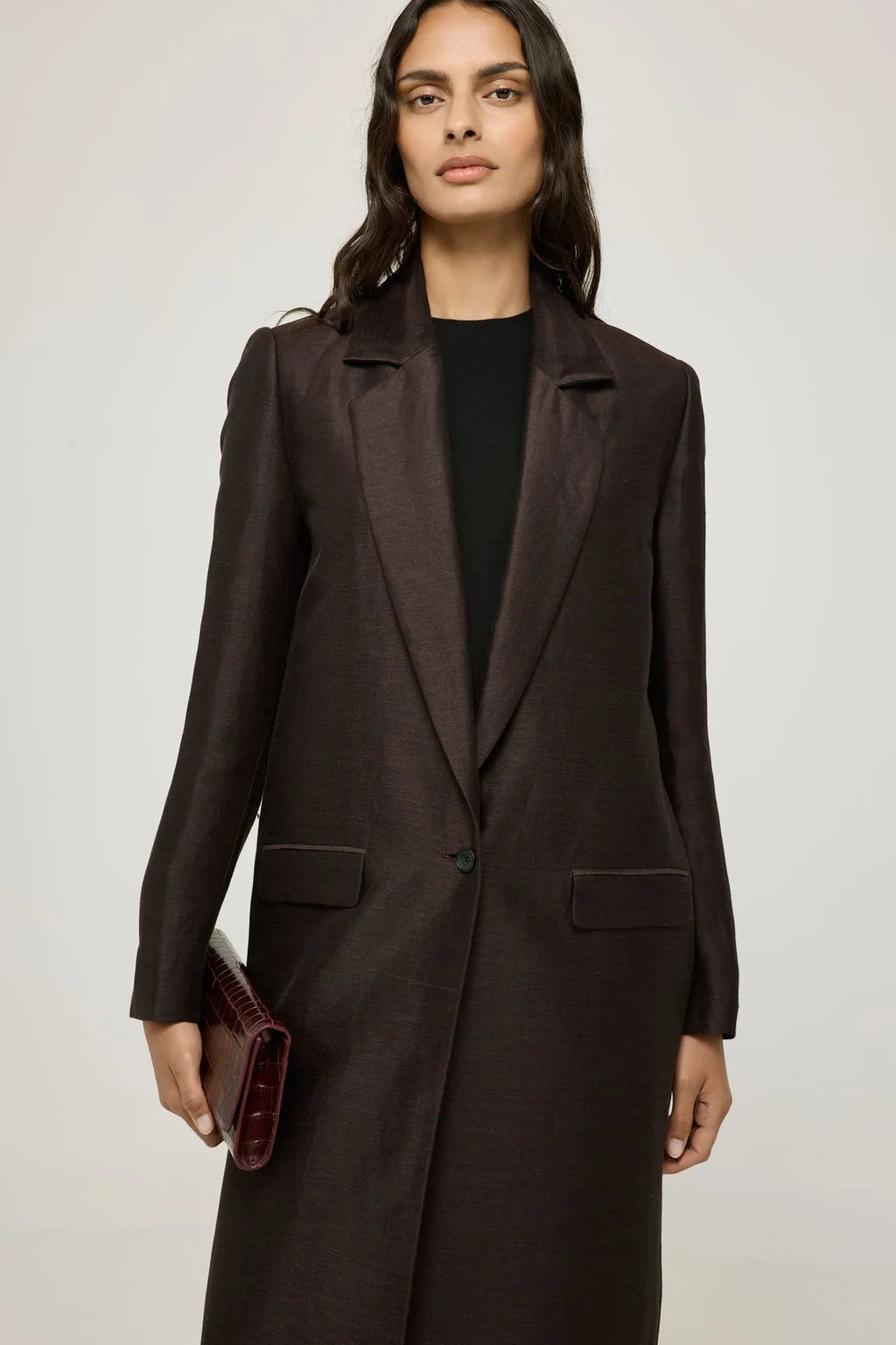 Brielle blazer | Brown - Linen viscose blend