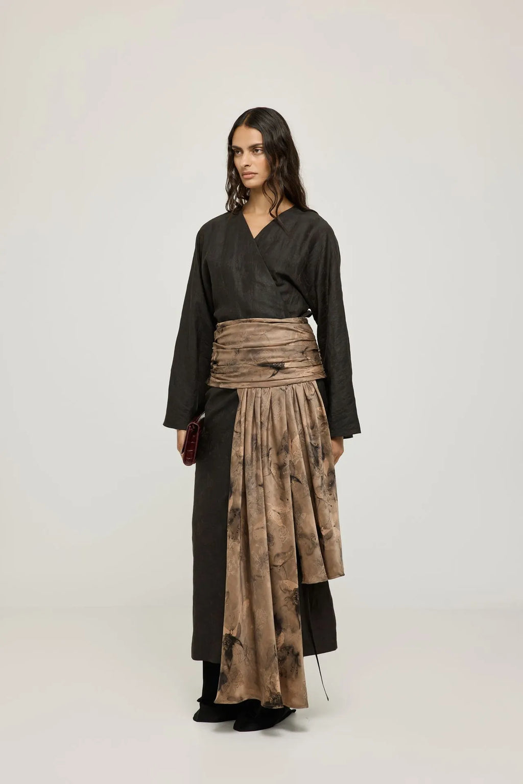 Calista belt | Taupe print - Mud silk