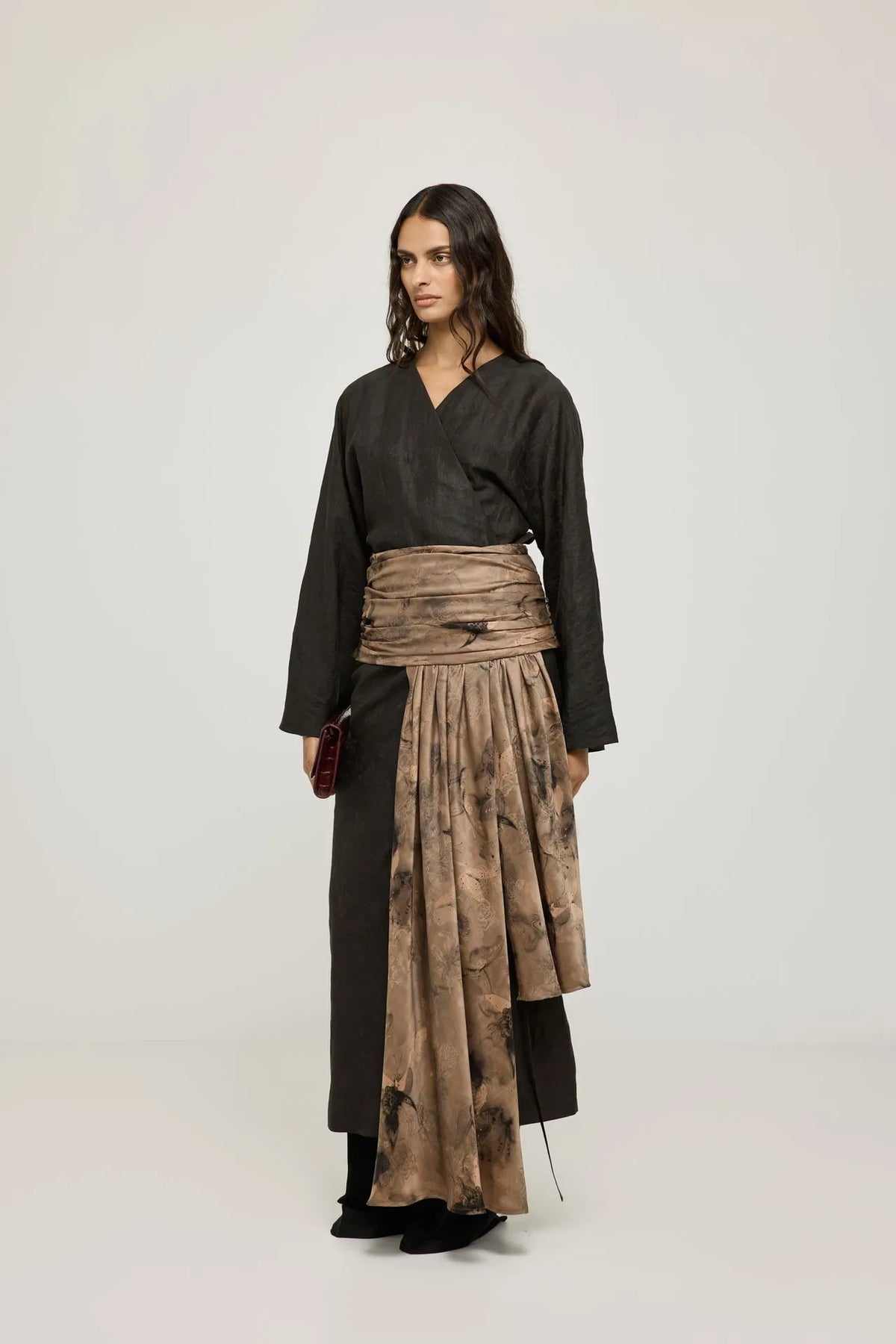 Calista belt | Taupe print - Mud silk
