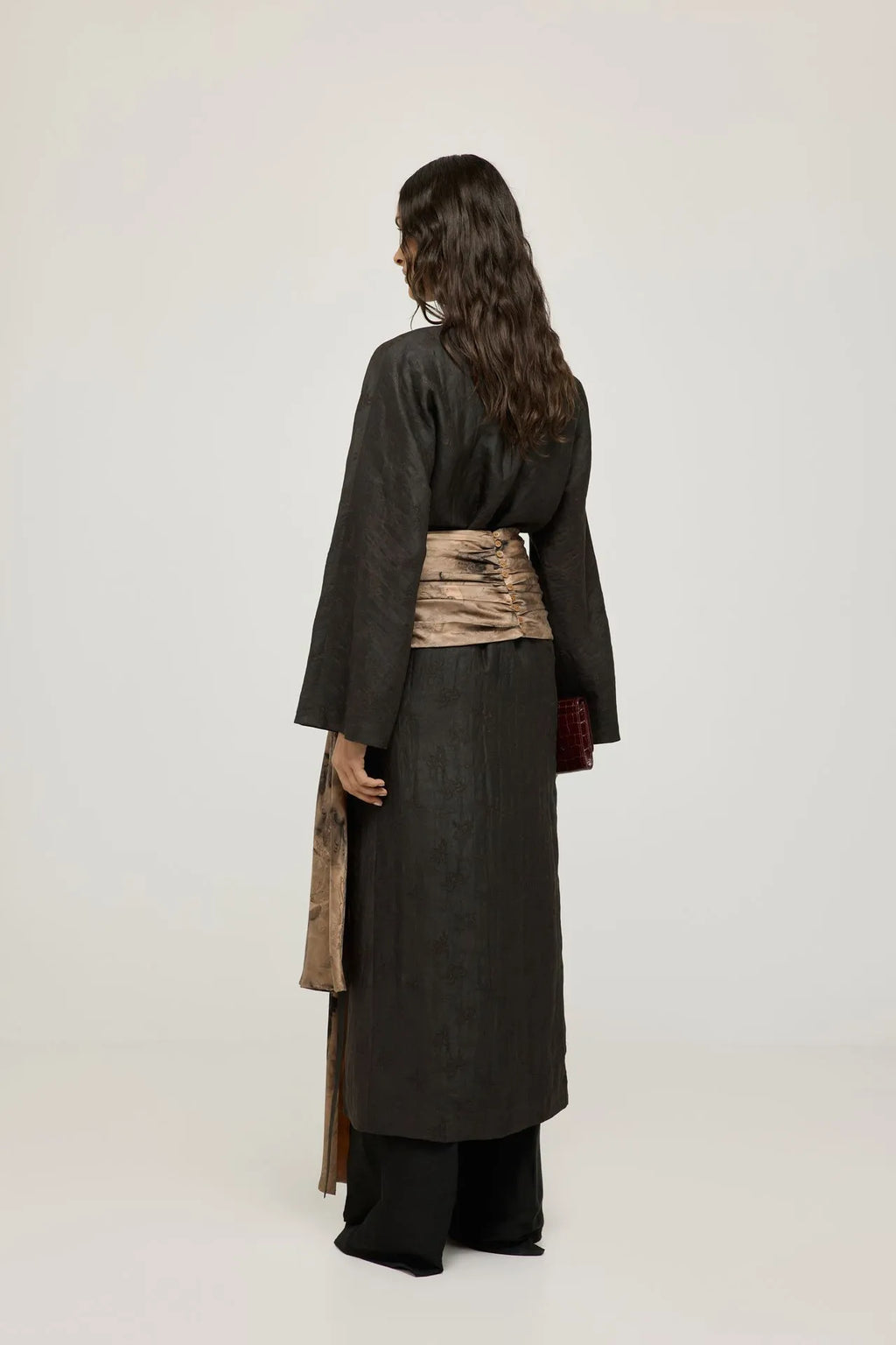 Calista belt | Taupe print - Mud silk