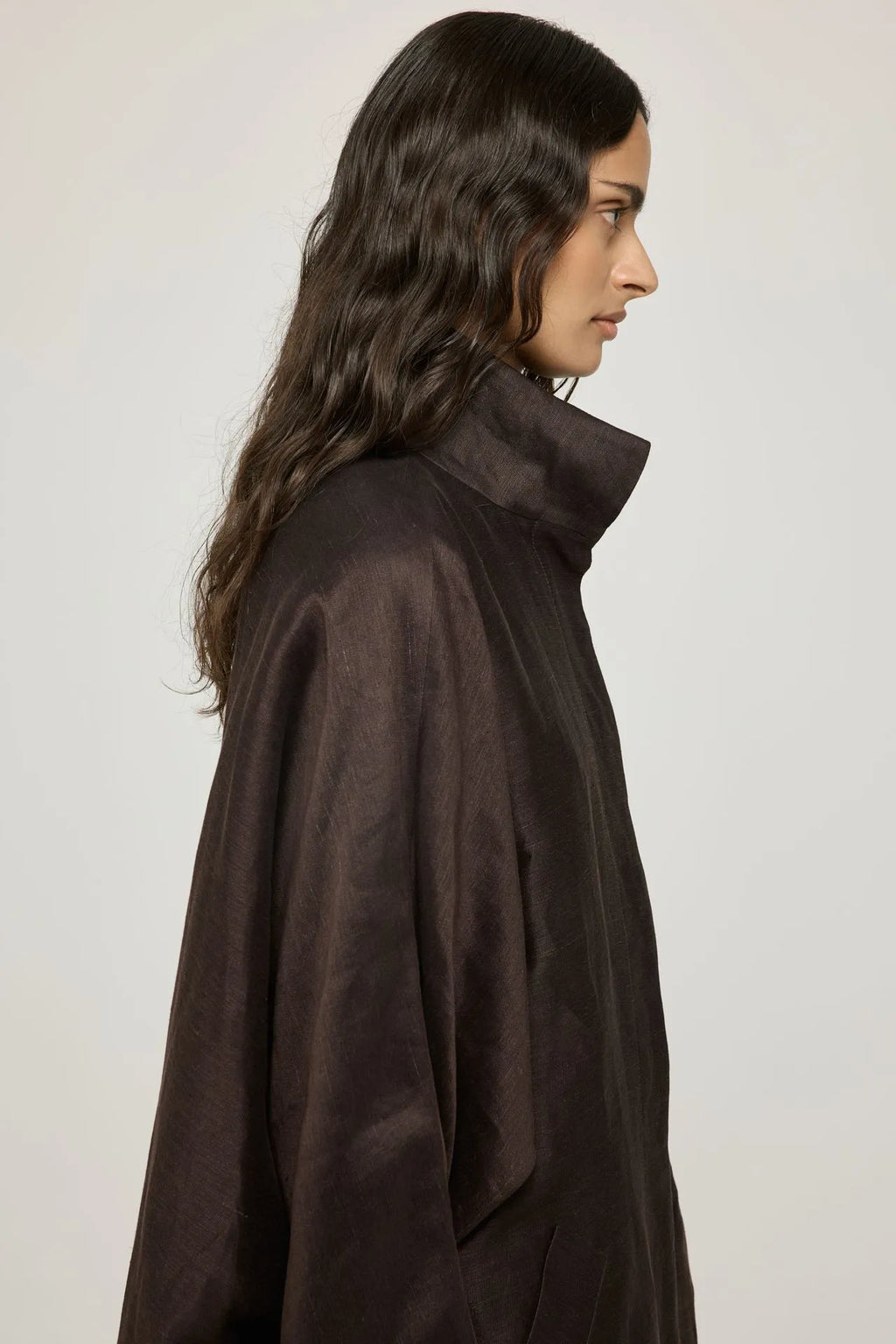 Kourtney coat | Brown - Linen viscose blend