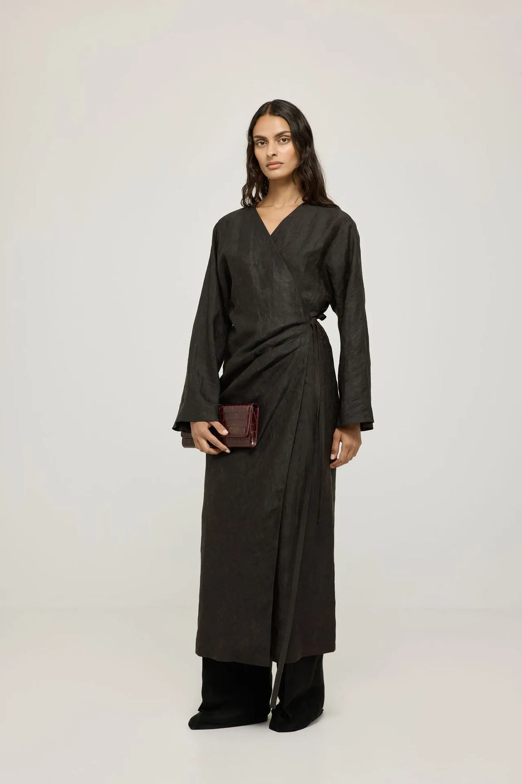 Haruna kimono dress | Black print - Mud silk