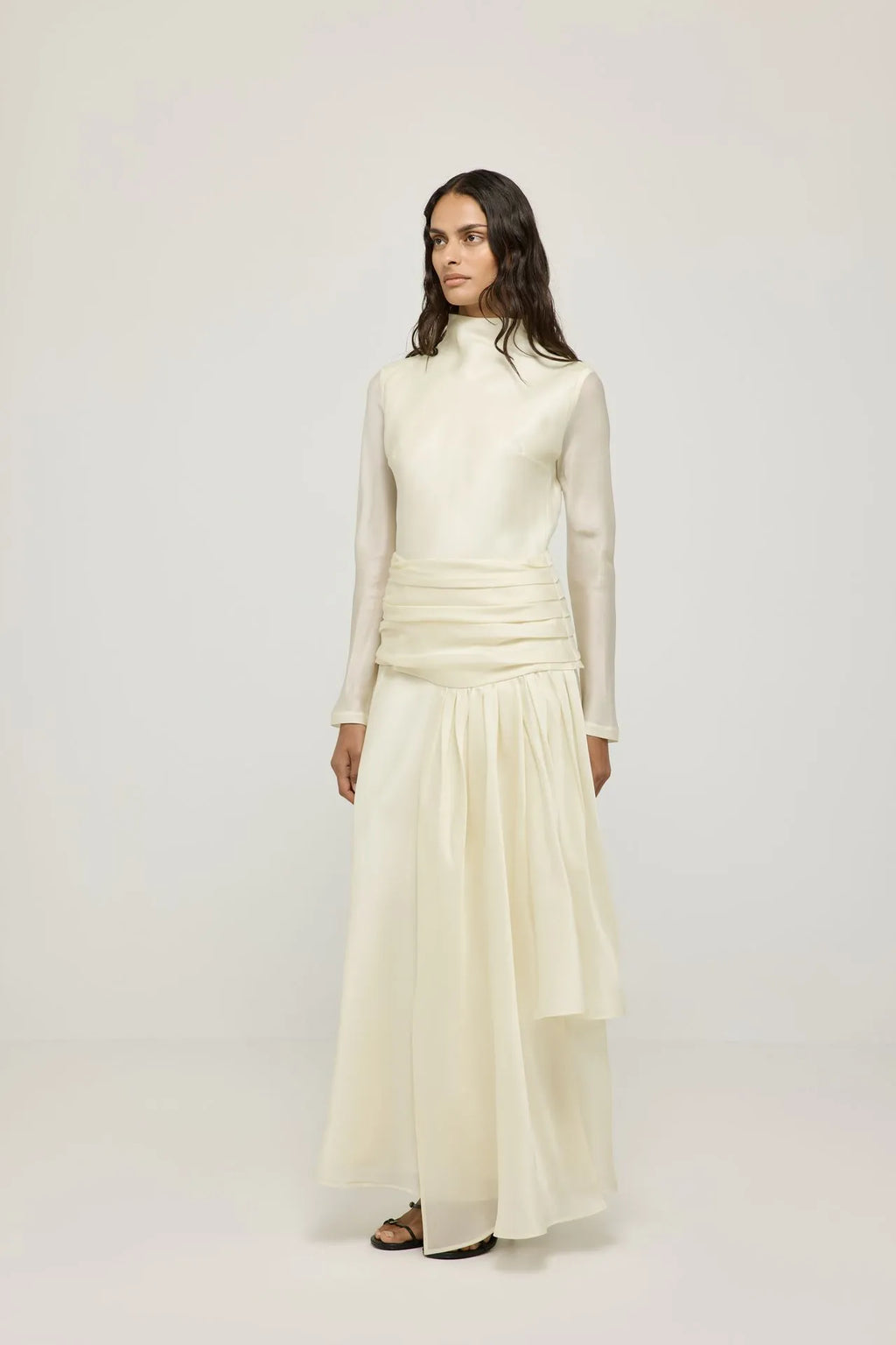 Paulette dress | Cream - Organza silk