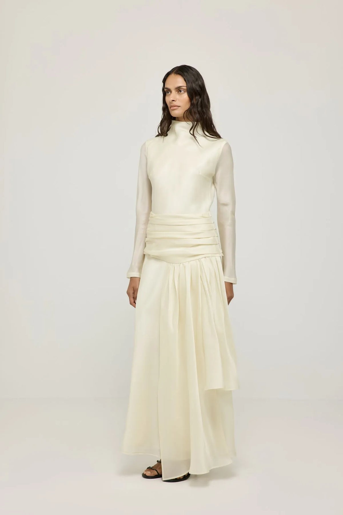 Paulette dress | Cream - Organza silk