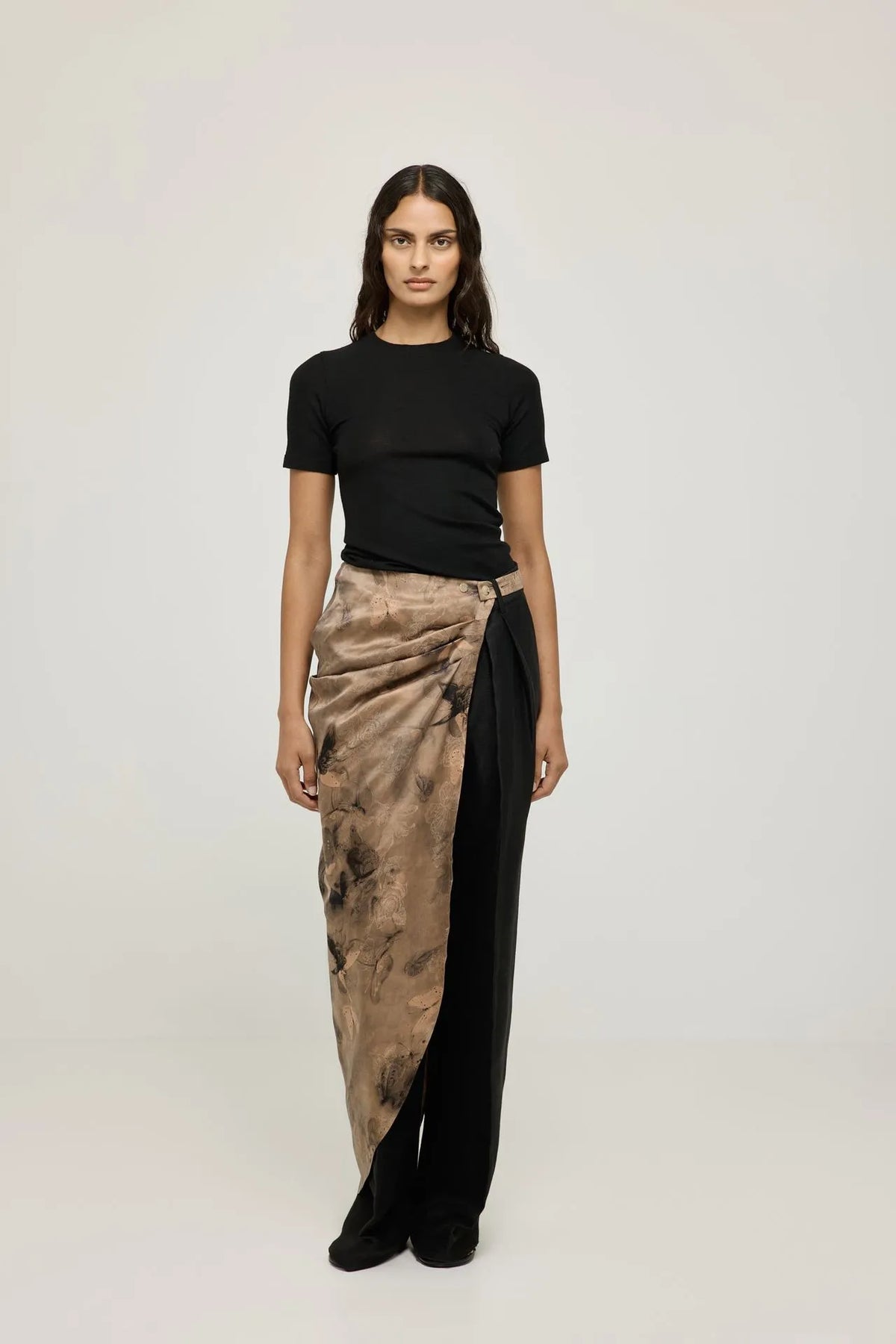 Marlena skirt | Taupe print - Mud silk