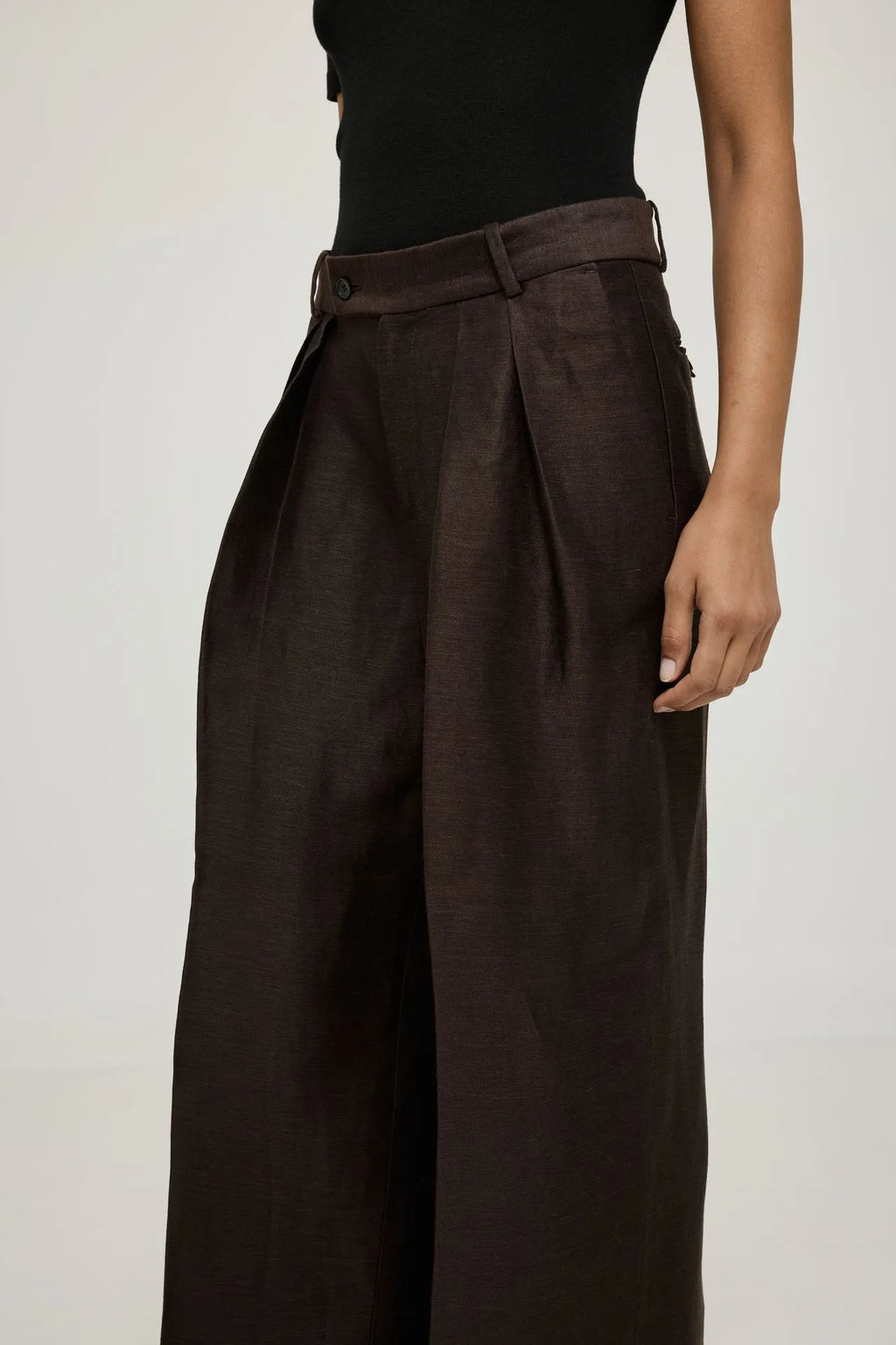 Ira trousers | Brown - Linen viscose blend