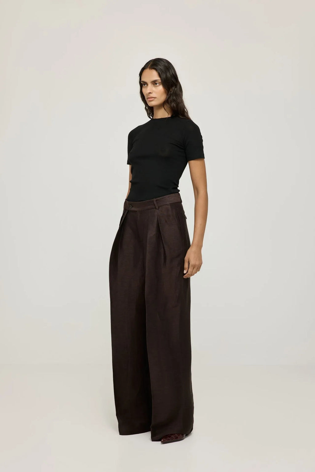 Ira trousers | Brown - Linen viscose blend