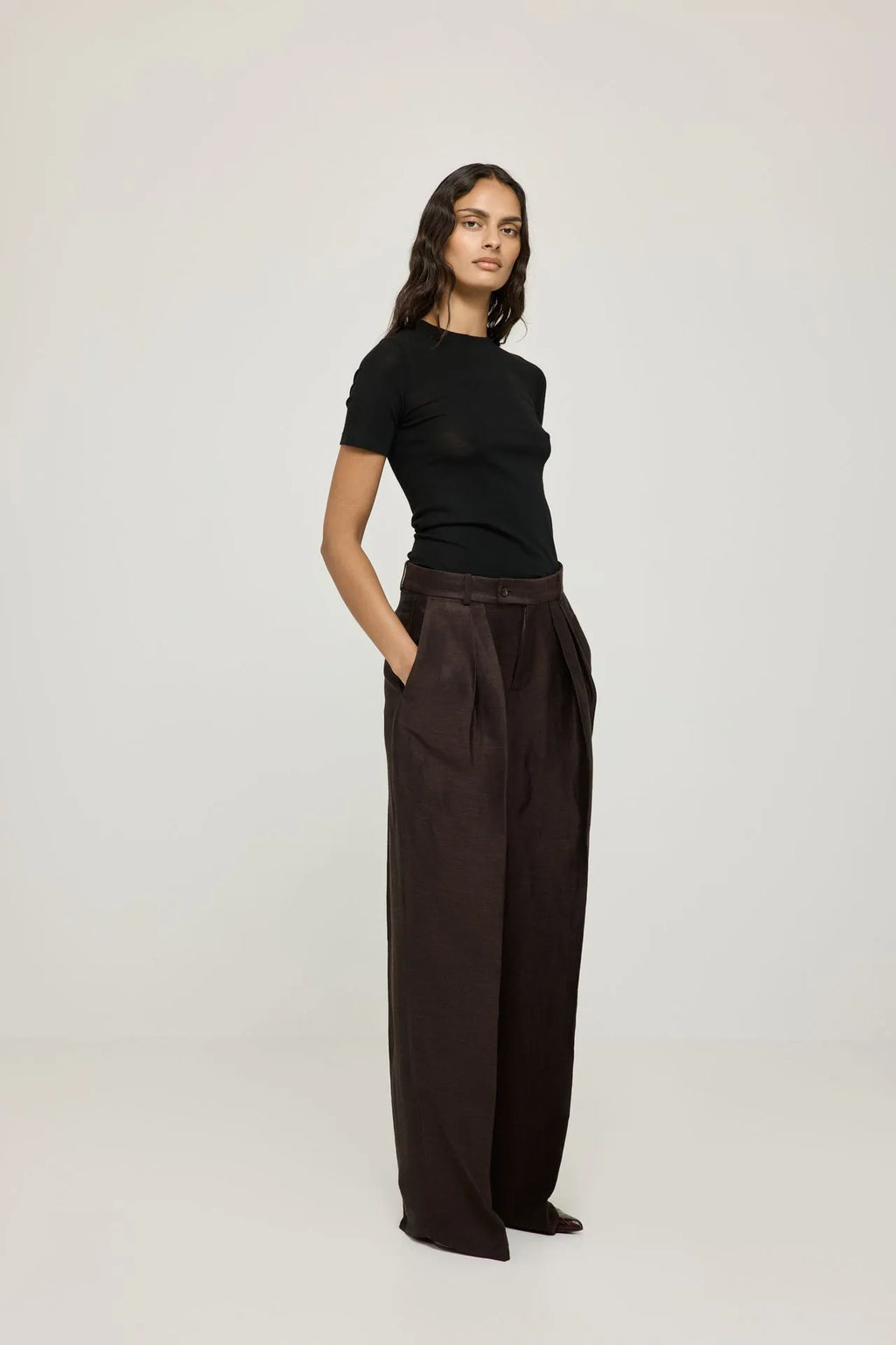 Ira trousers | Brown - Linen viscose blend