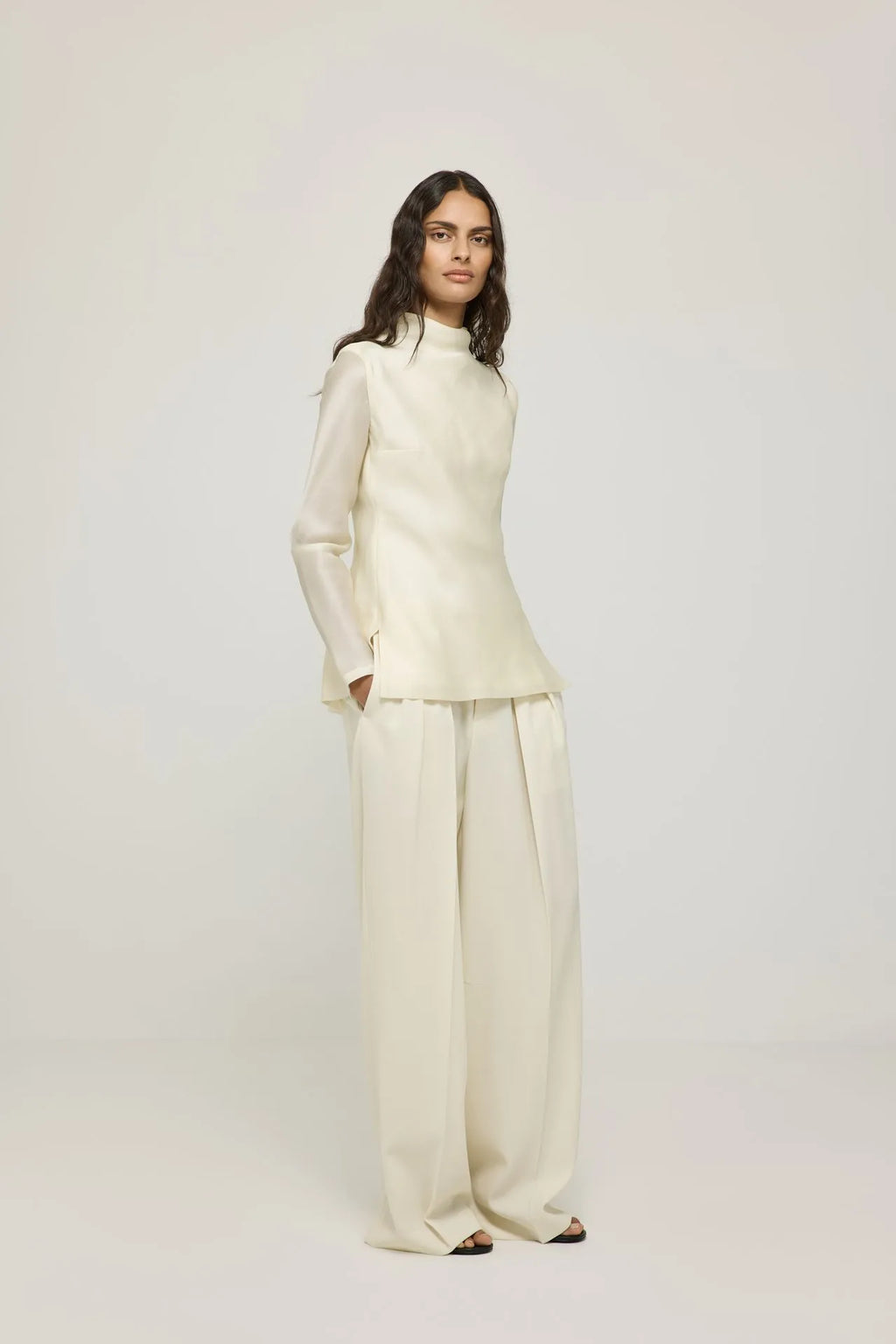 Genevieve top | Cream - Organza silk