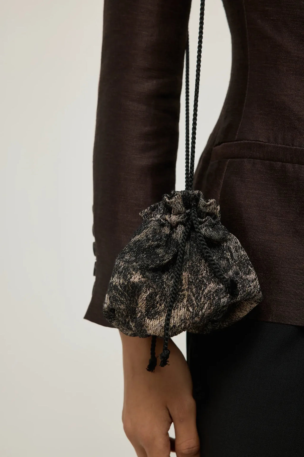 Bowie miniature bag in Chine-print cotton blend, front view.