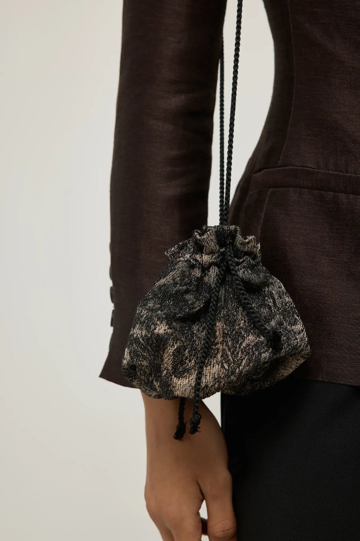Bowie miniature bag in Chine-print cotton blend, front view.
