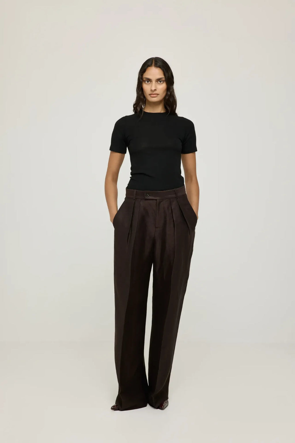 Ira trousers | Brown - Linen viscose blend
