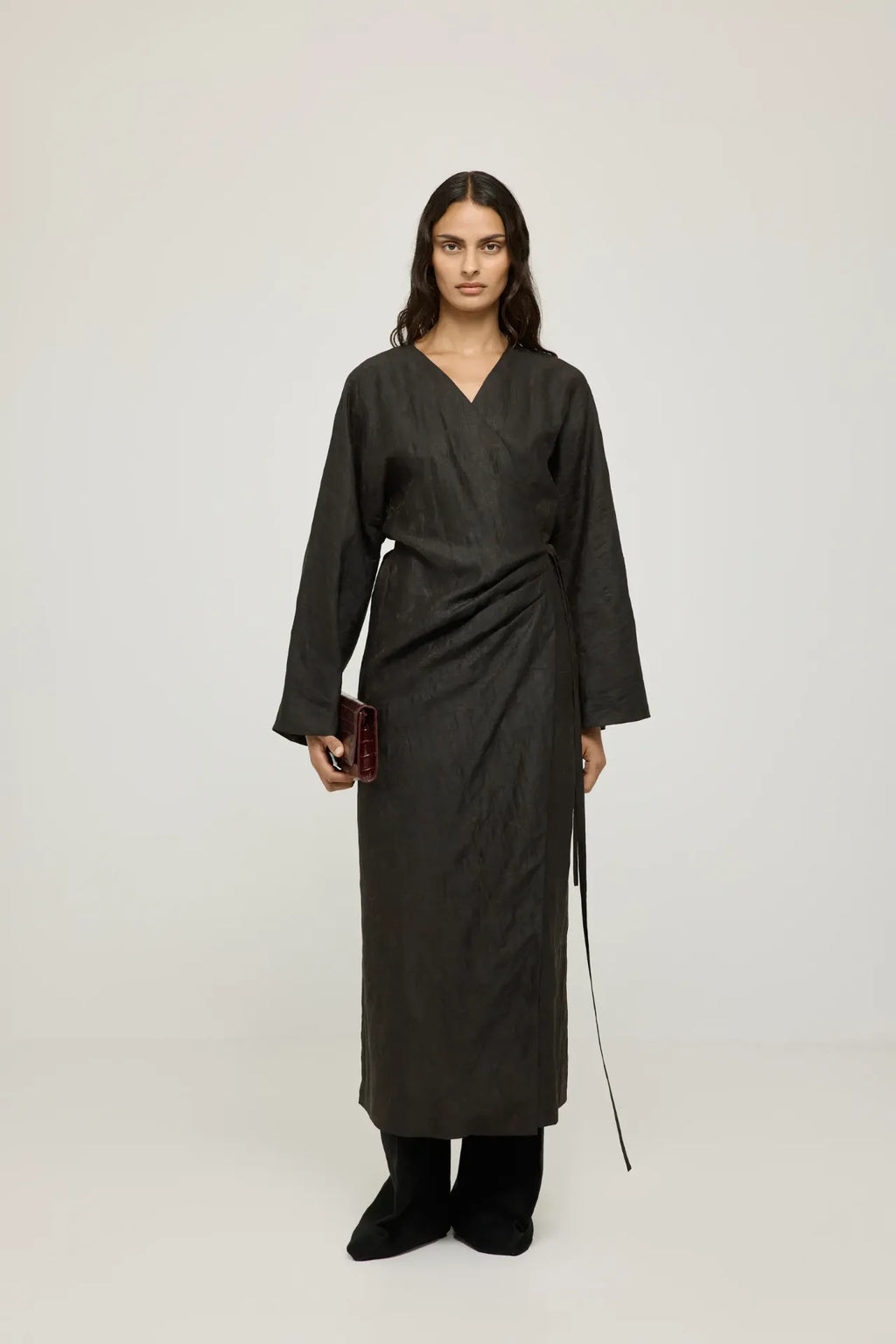 Haruna kimono dress | Black print - Mud silk