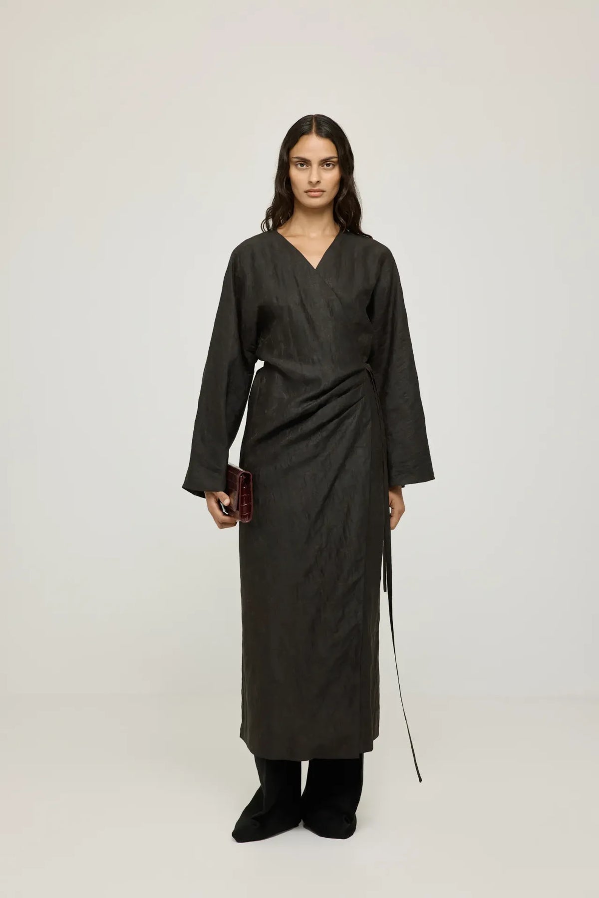 Haruna kimono dress | Black print - Mud silk