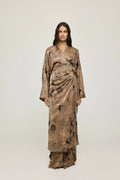 Haruna kimono dress | Taupe print - Mud silk
