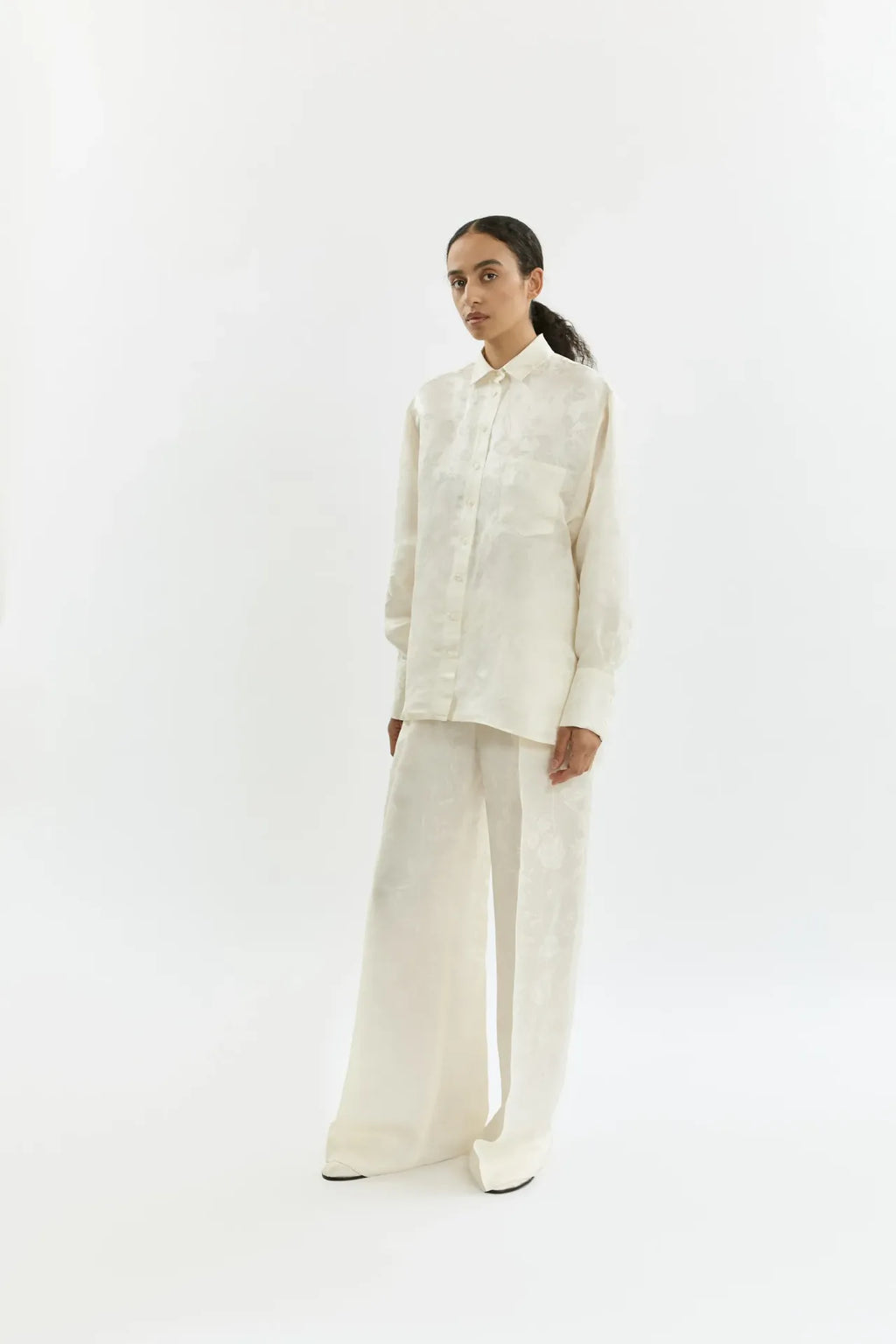 Asami trousers | Cream - Jacquard