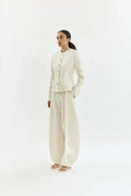Athena trousers | Cream - Cotton silk blend