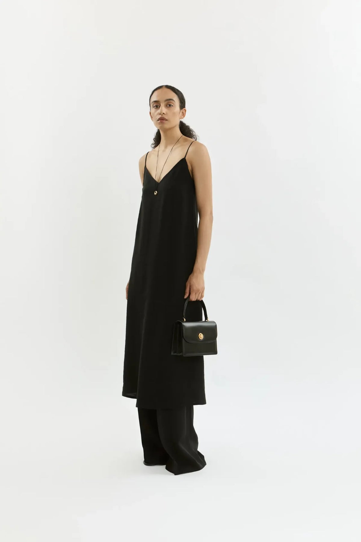 Callie slip dress | Black - Linen silk blend