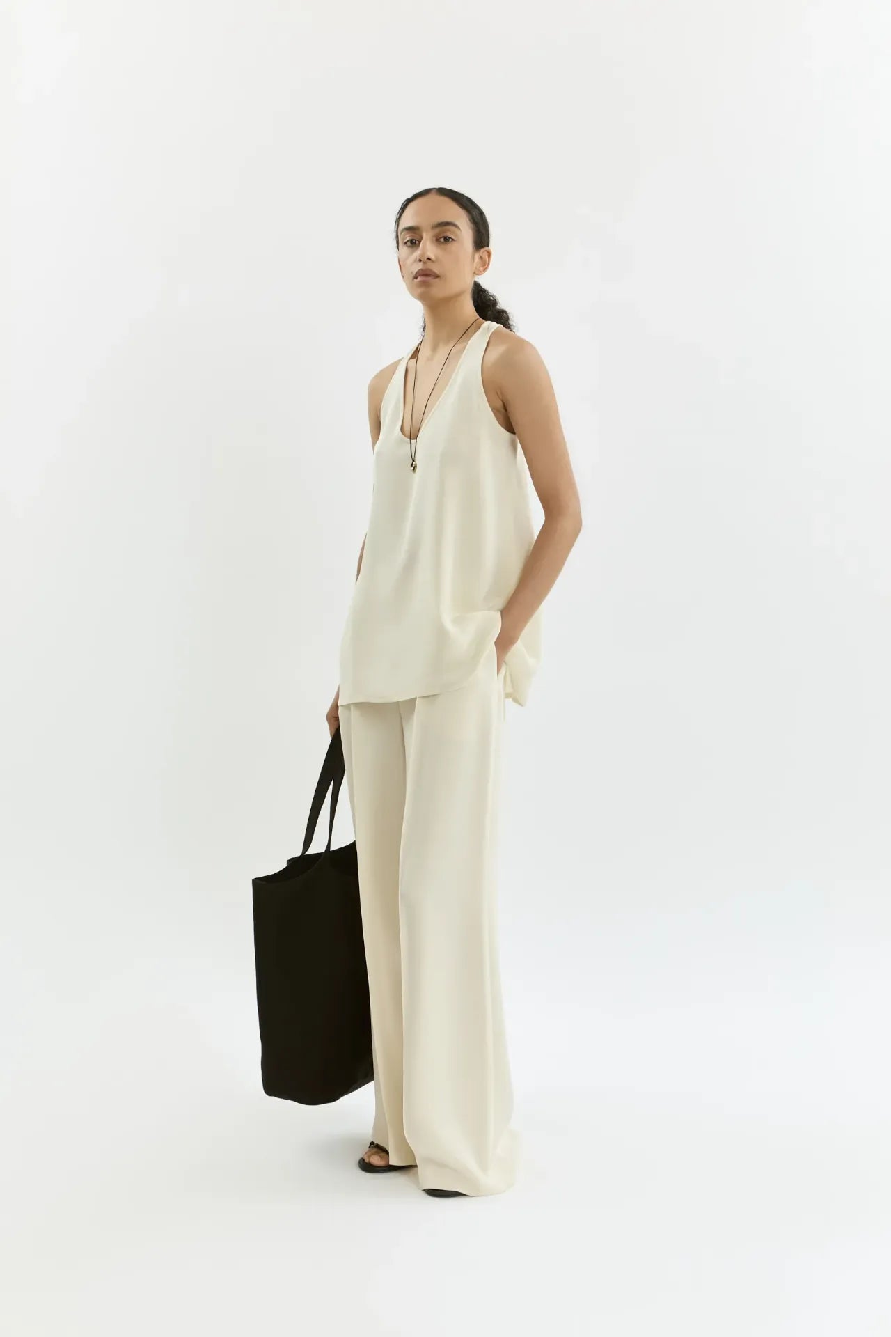 Elsie top | Off white - Crepe silk