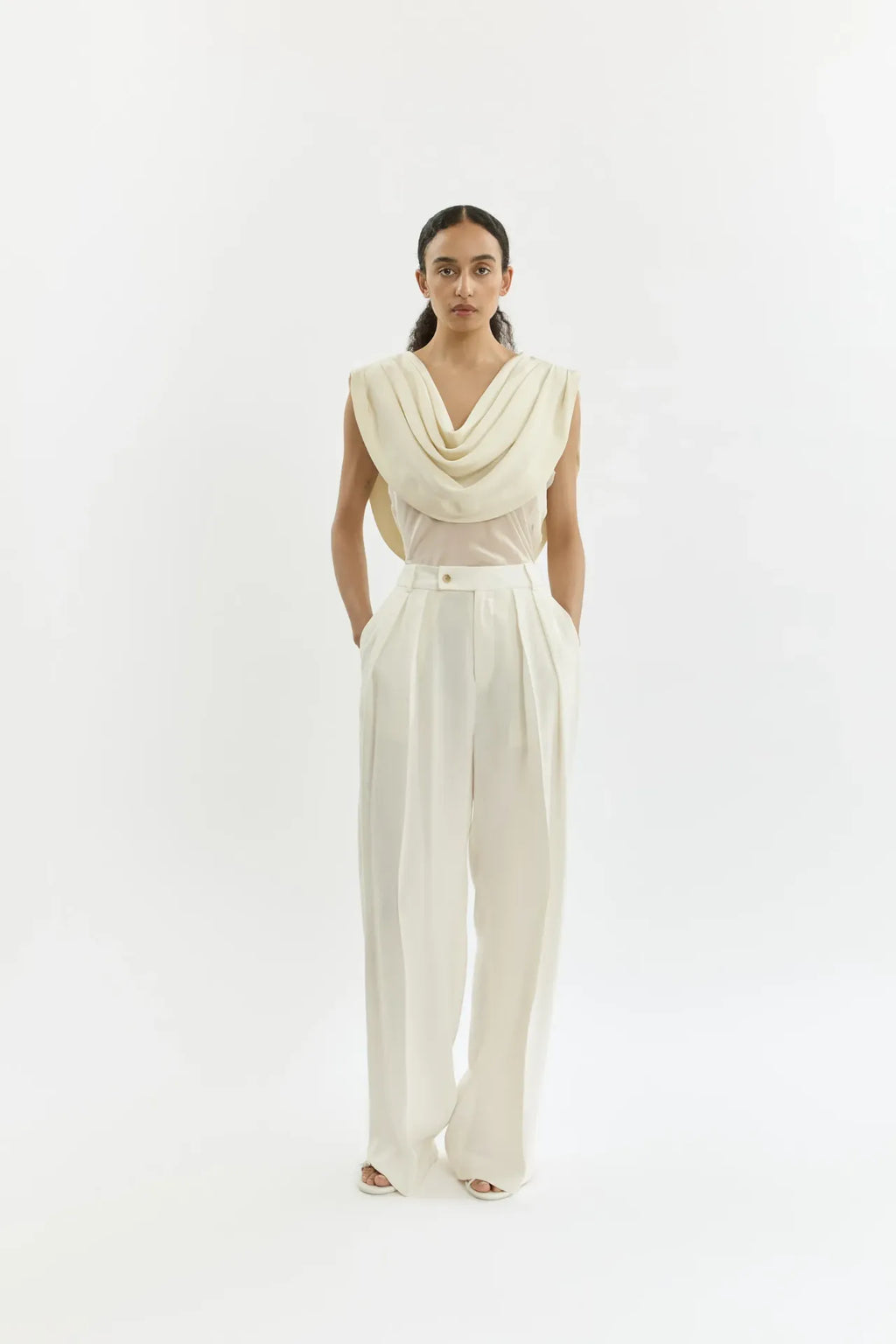 Mandana trousers | Cream - Linen silk blend