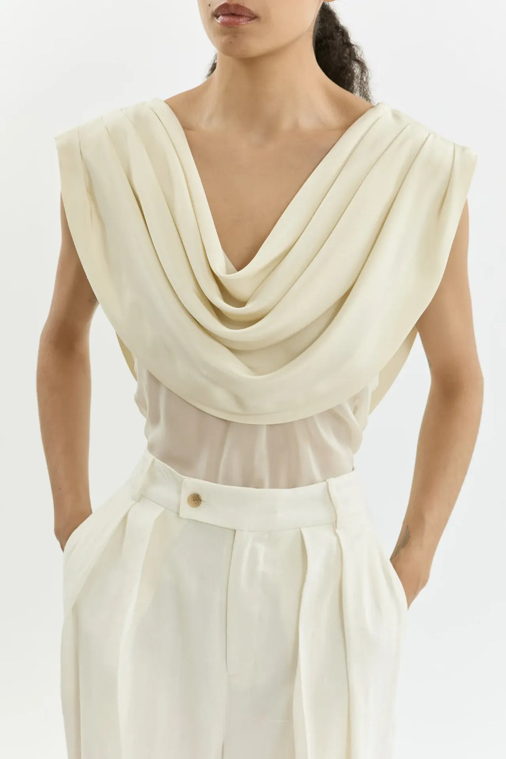 Marcia top | Off white - Crepe silk