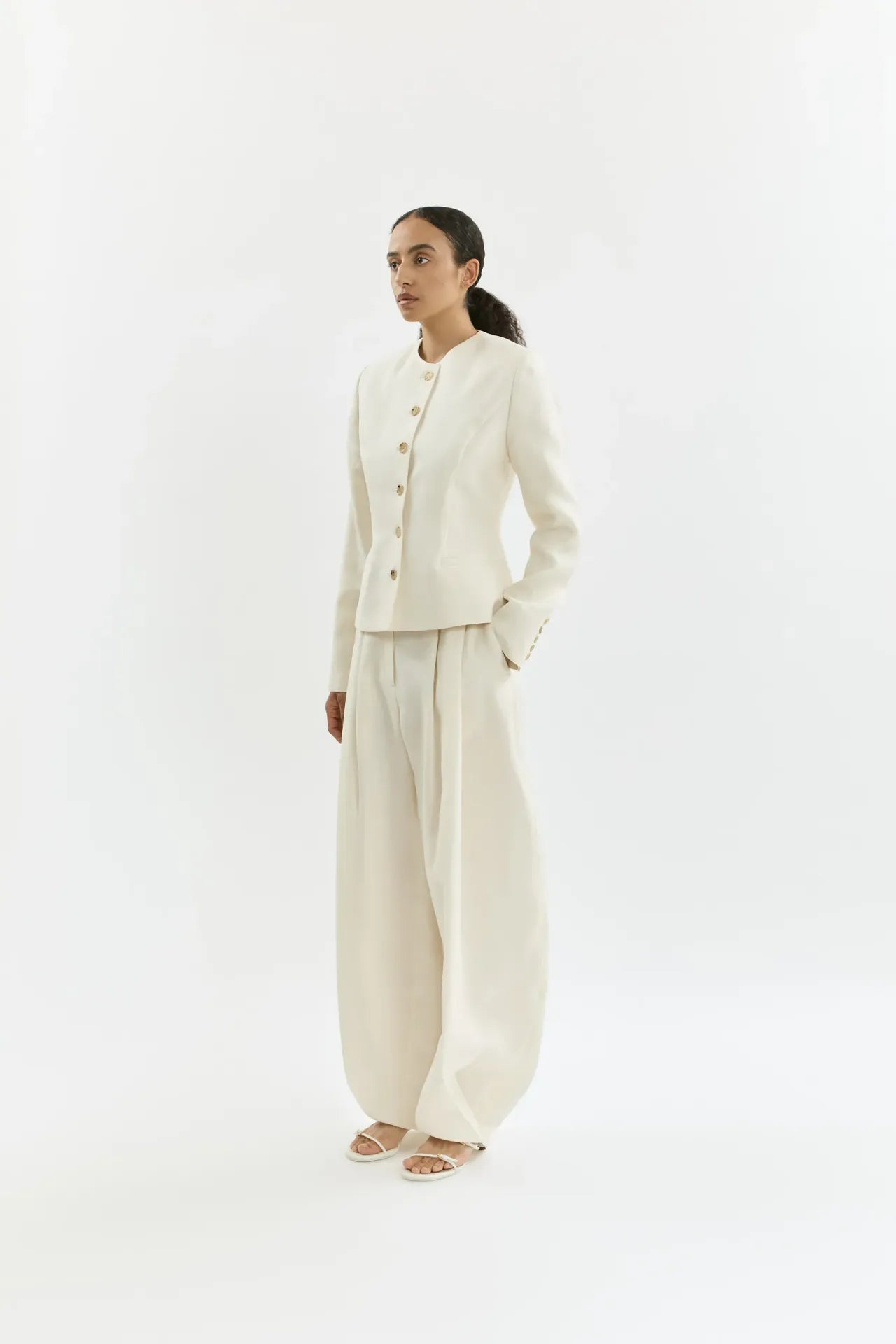 Peggy blazer | Cream - Cotton silk blend