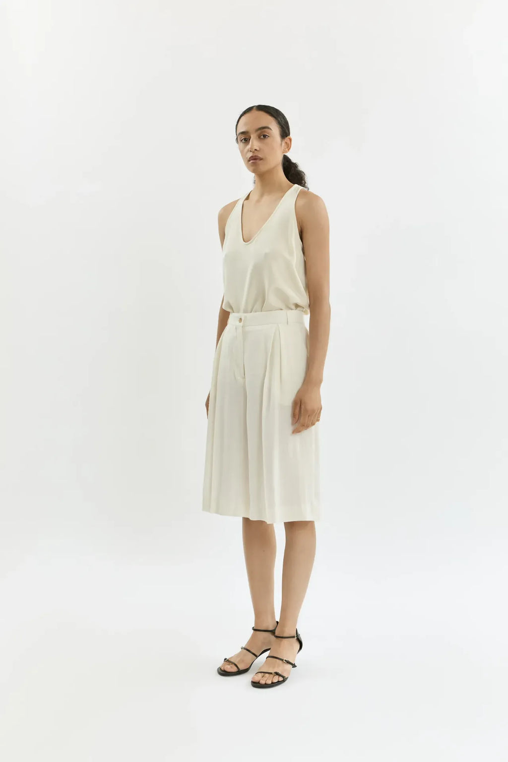 Piper bermuda shorts | Cream - Linen silk blend