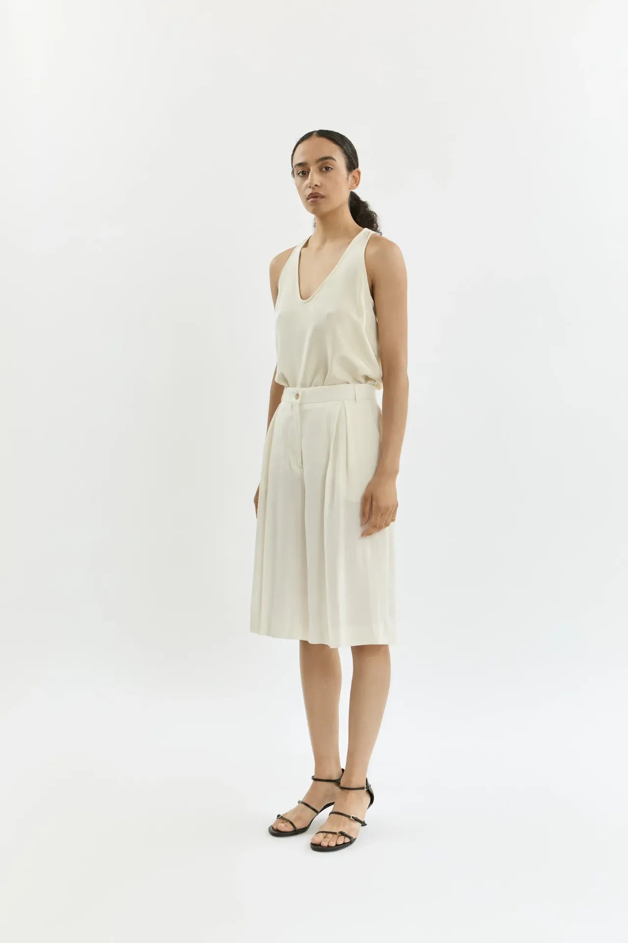 Piper bermuda shorts | Cream - Linen silk blend