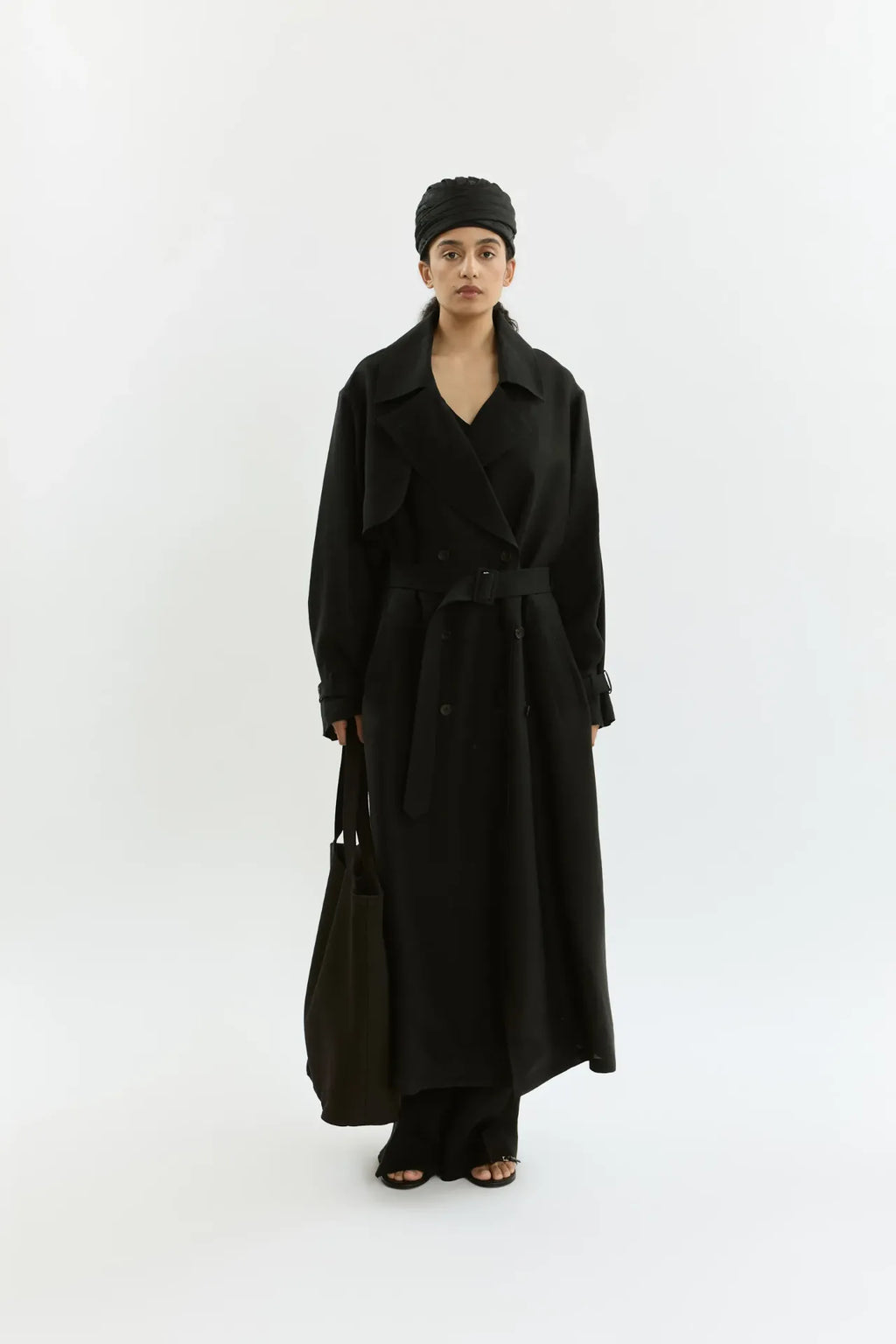 Riley trench coat | Black - Linen silk blend