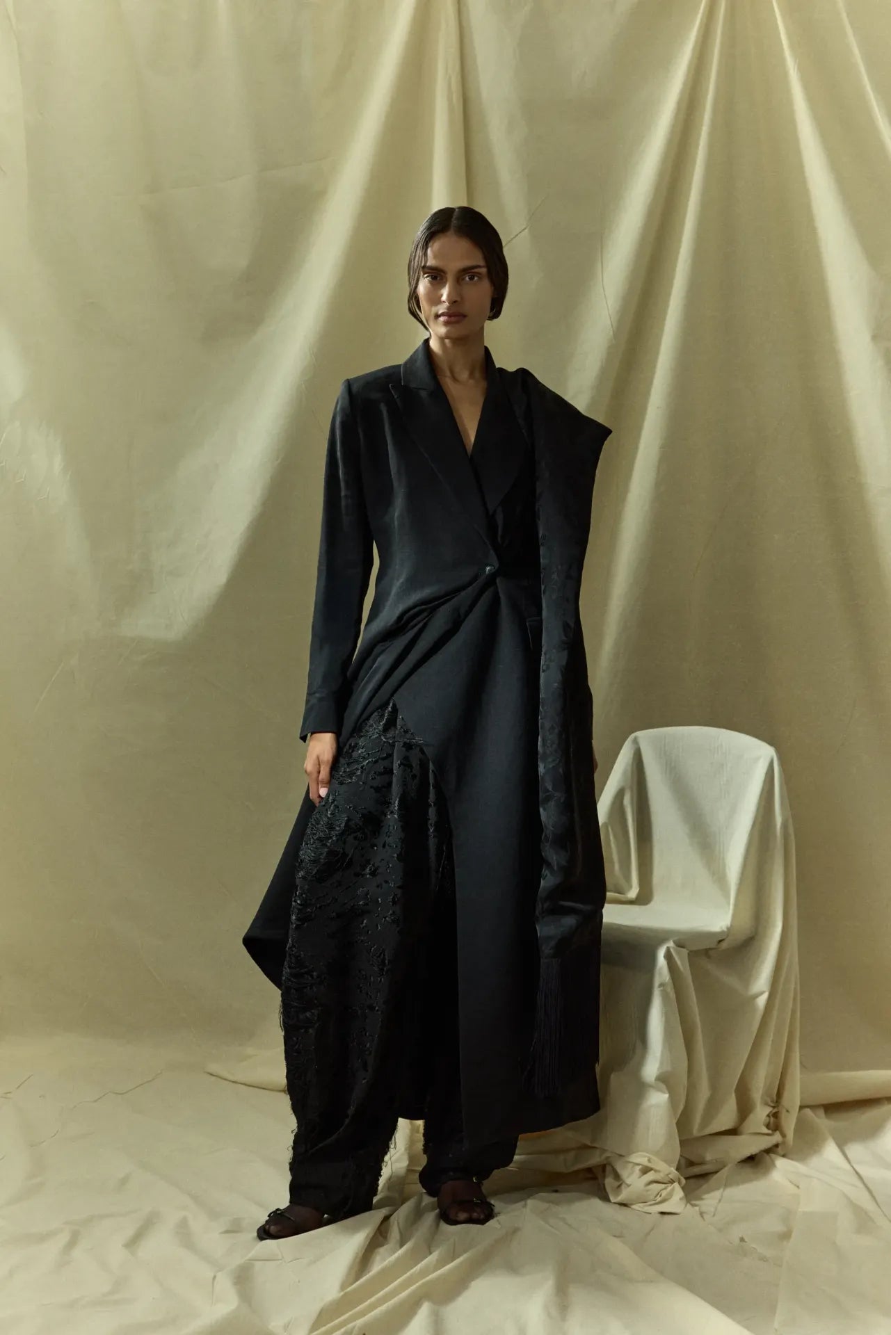 Rose blazer dress | Black - Linen silk blend