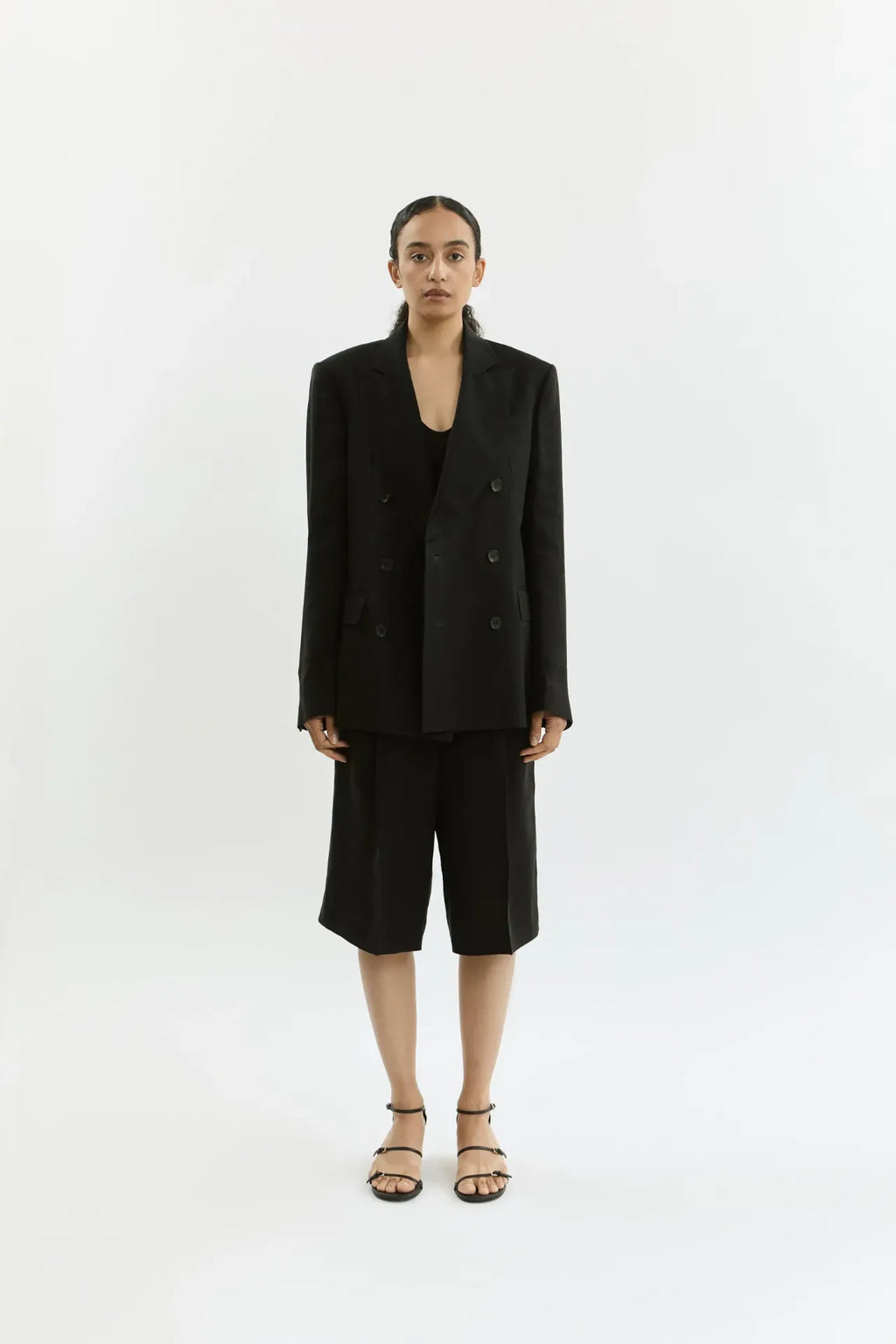 Sasha blazer | Black - Linen silk blend
