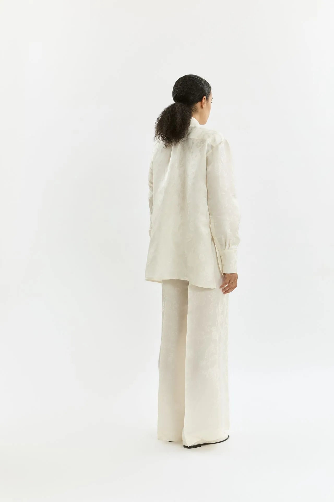 Asami trousers | Cream - Viscose silk blend