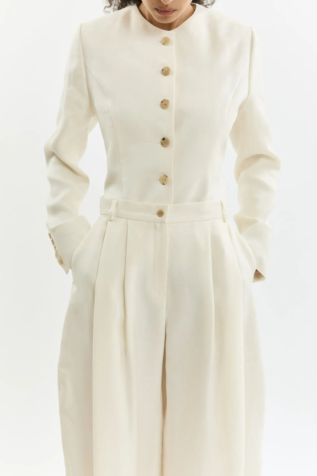 Athena trousers | Cream - Cotton silk blend