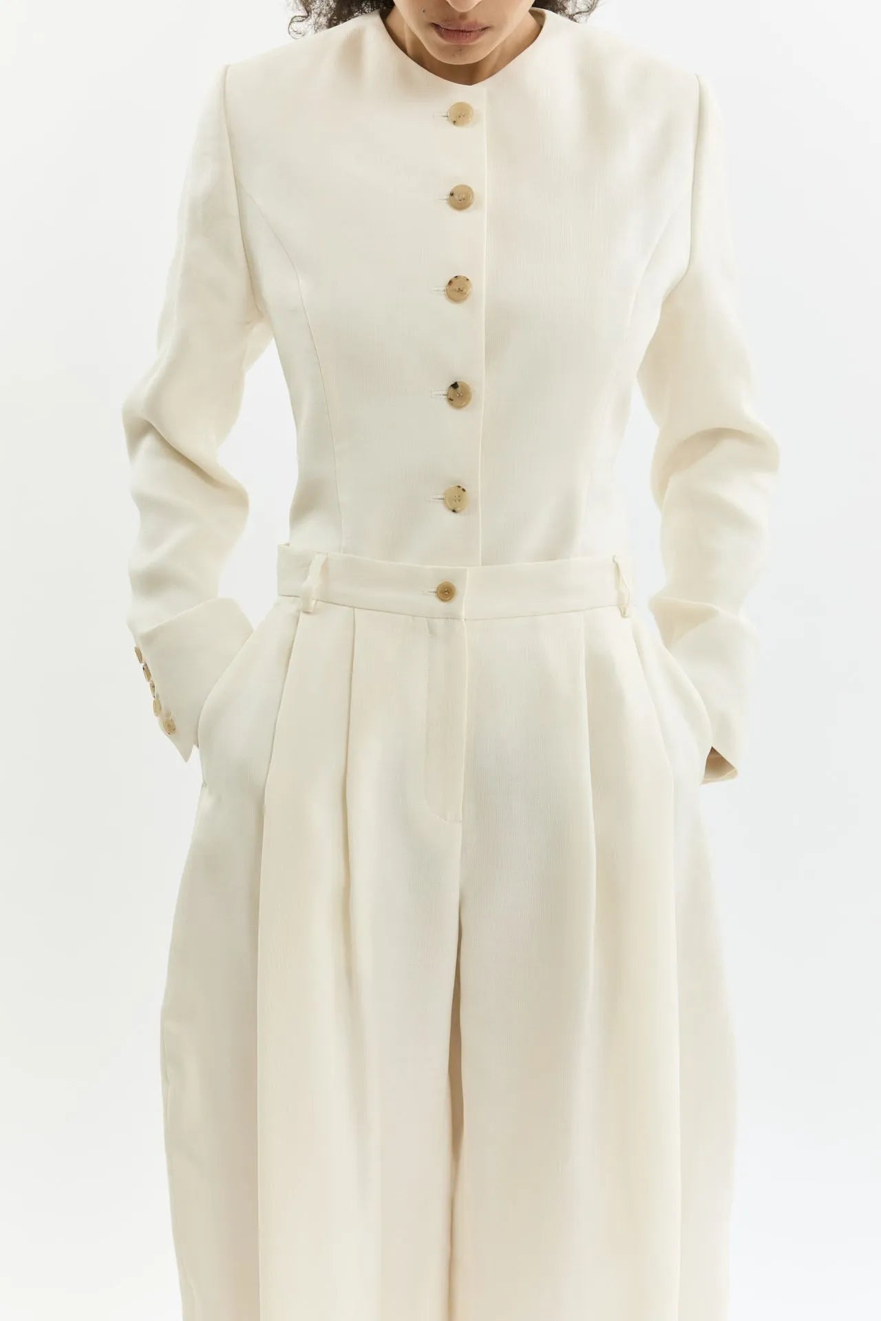Athena trousers | Cream - Cotton silk blend