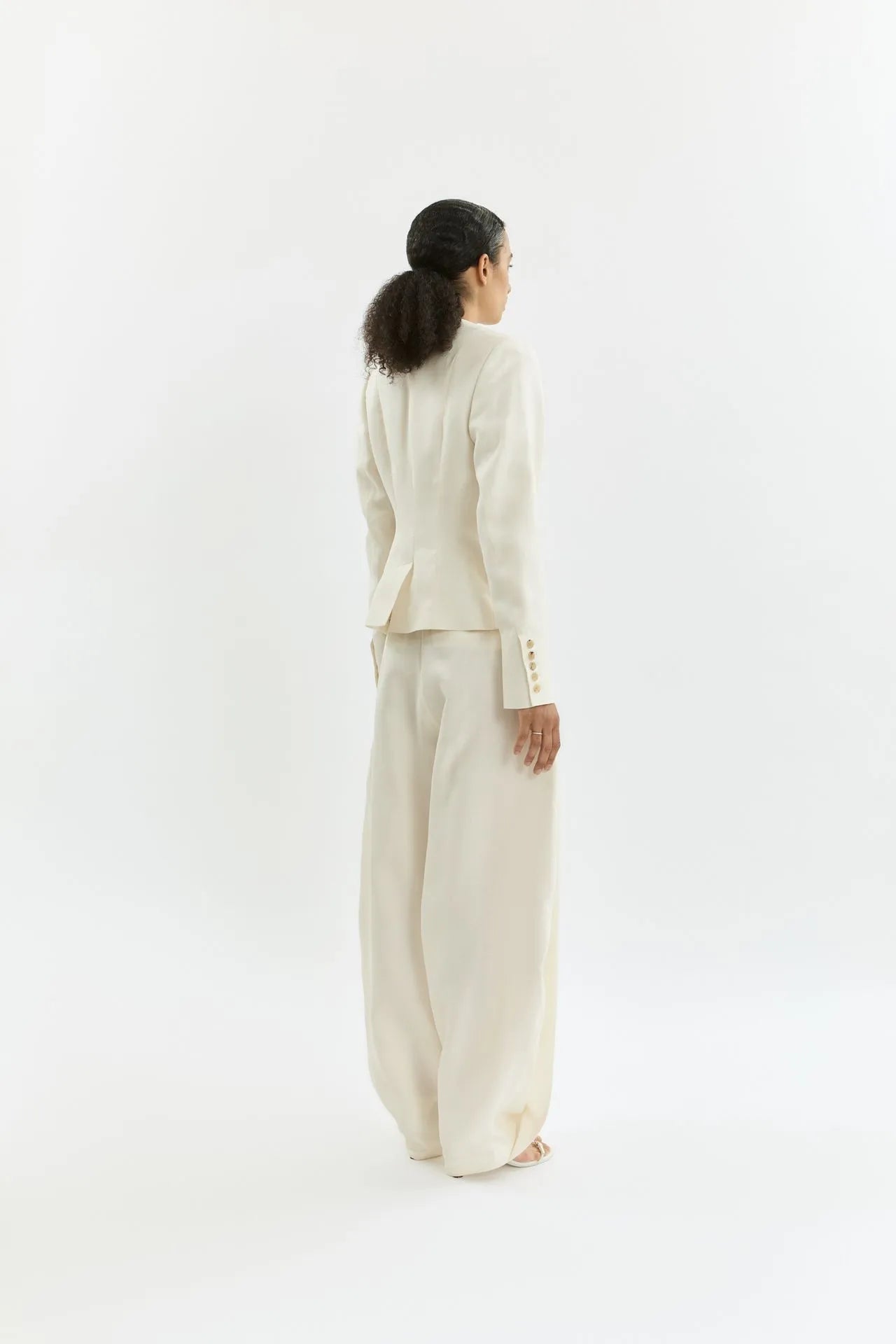 Athena trousers | Cream - Cotton silk blend