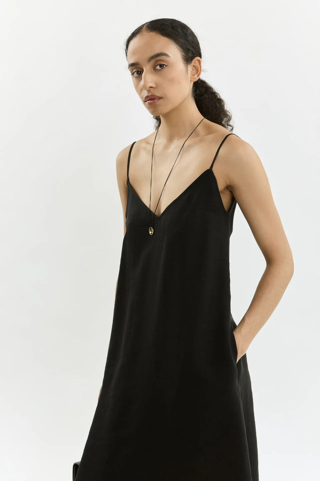 Callie slipdress | Black - Linen silk blend
