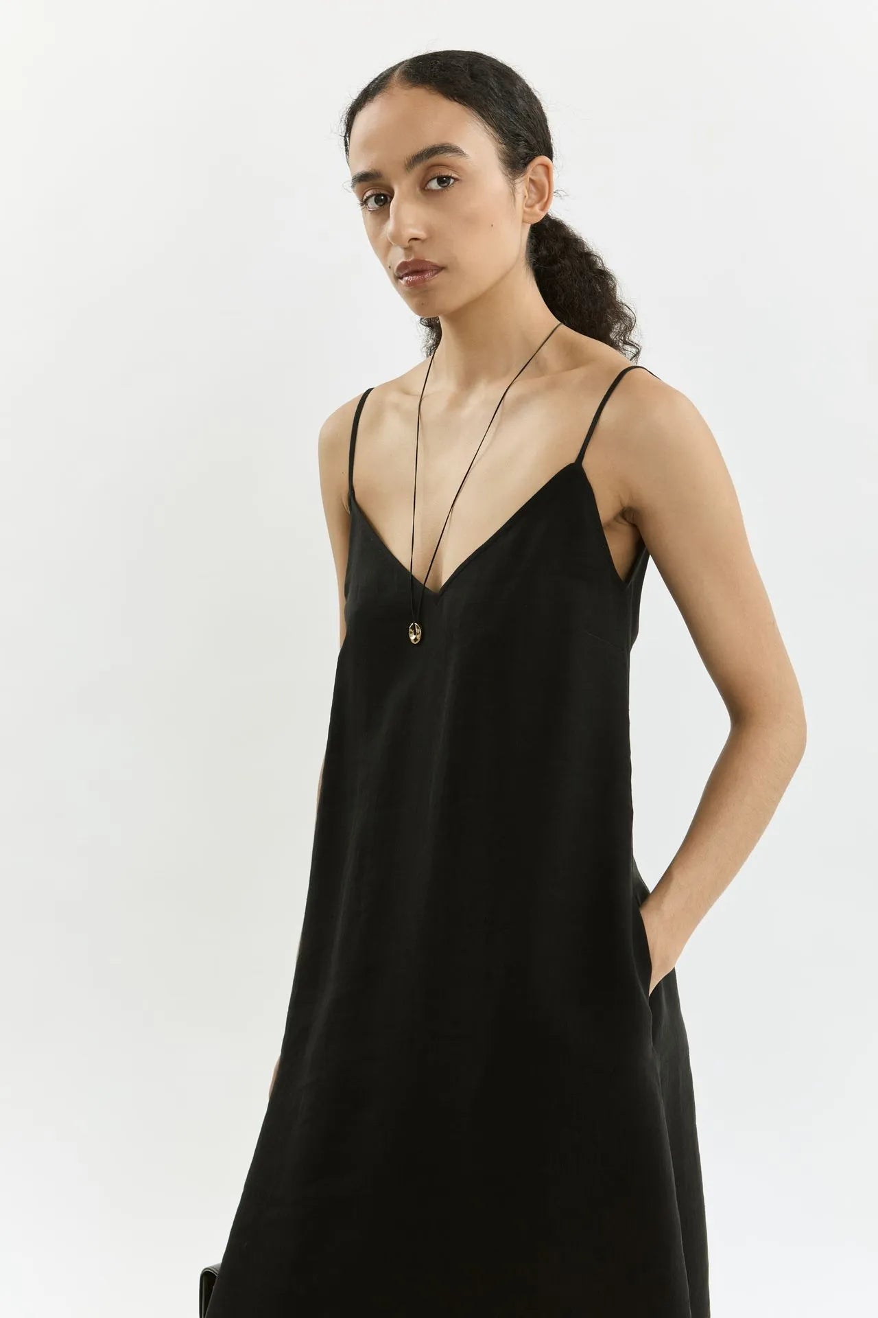 Callie slipdress | Black - Linen silk blend
