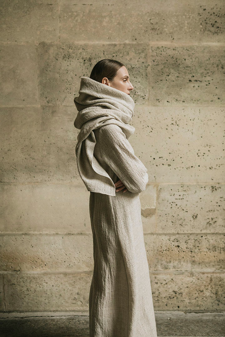 Adelia scarf | Beige - Wool & linen blend