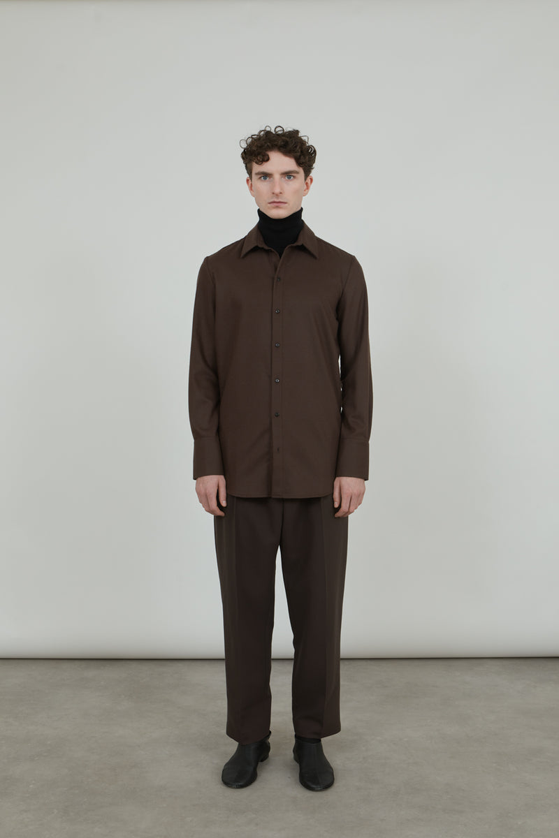 Adam shirt | Chocolate - Wool-cashmere blend