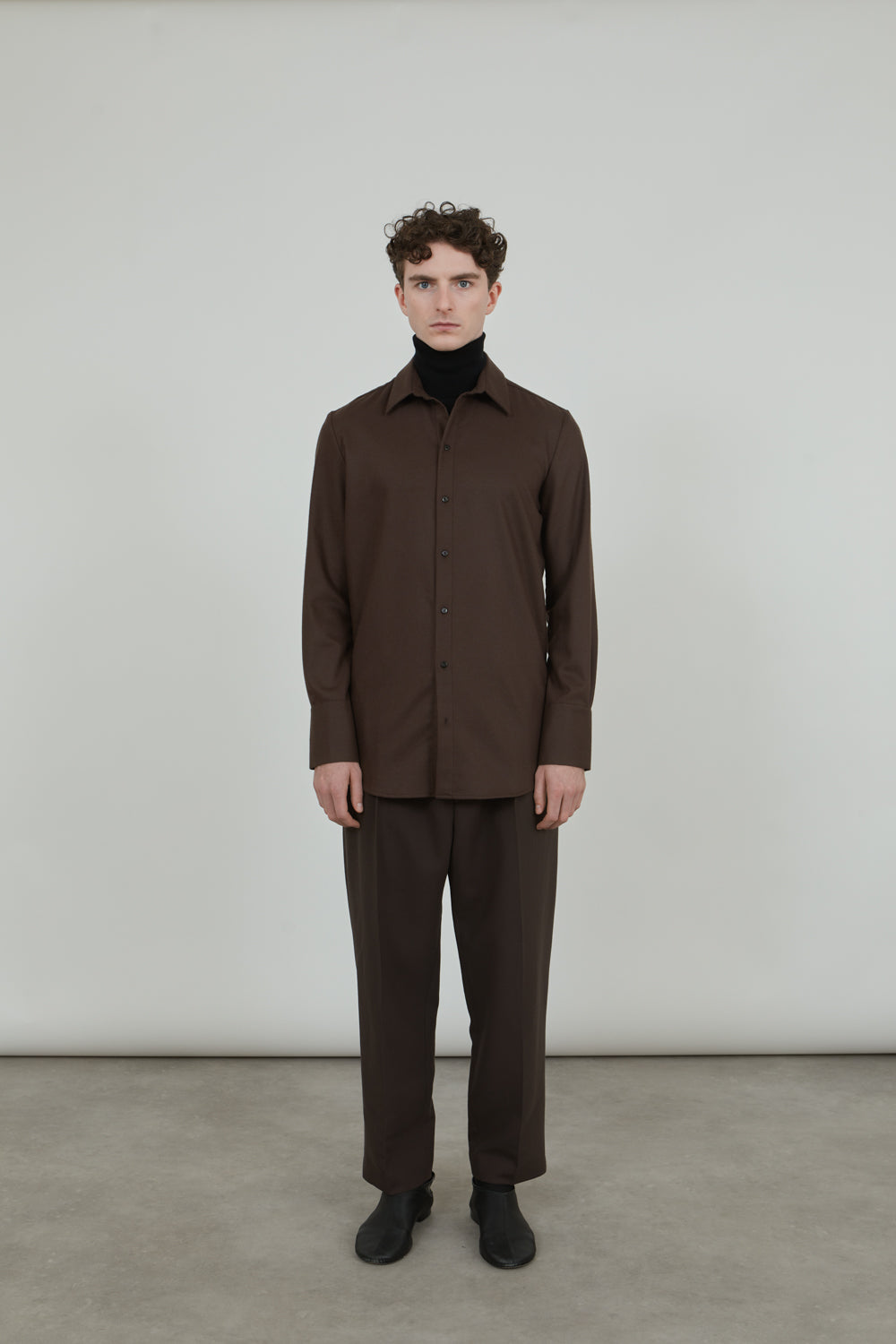 Adam shirt | Chocolate - Wool-cashmere blend