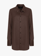 Adam shirt | Chocolate - Wool-cashmere blend