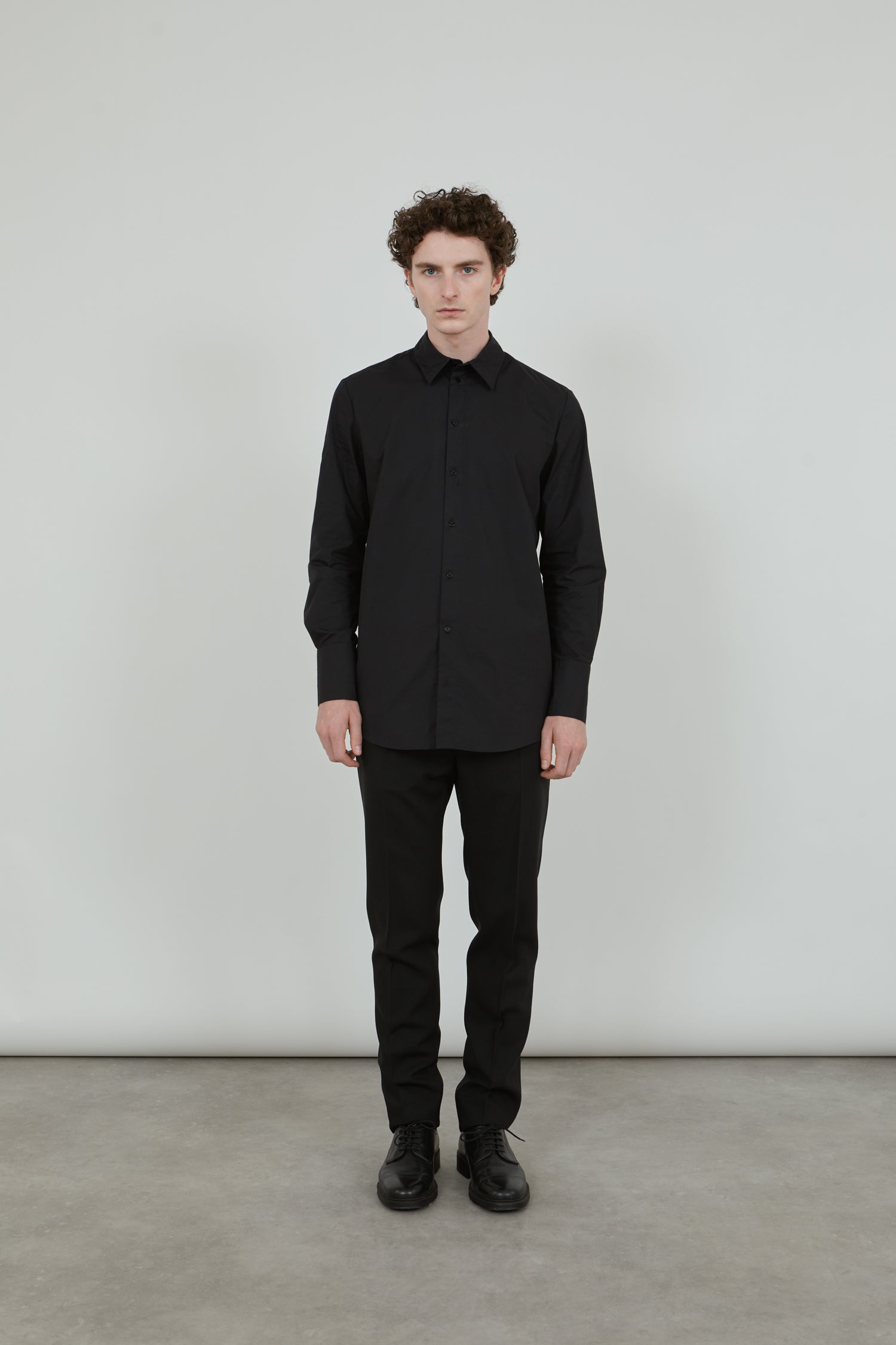 La Collection black cotton poplin shirt for him