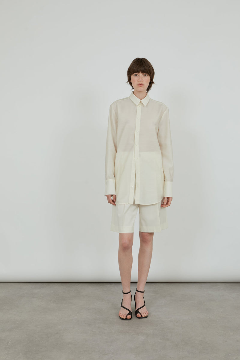 Adam shirt | Off white - Wool-silk blend