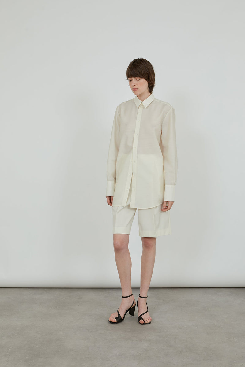 Adam shirt | Off white - Wool-silk blend
