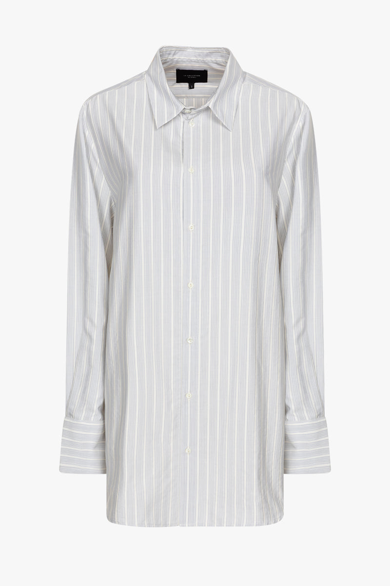 Adam shirt | Striped blue cream - Silk-cotton blend