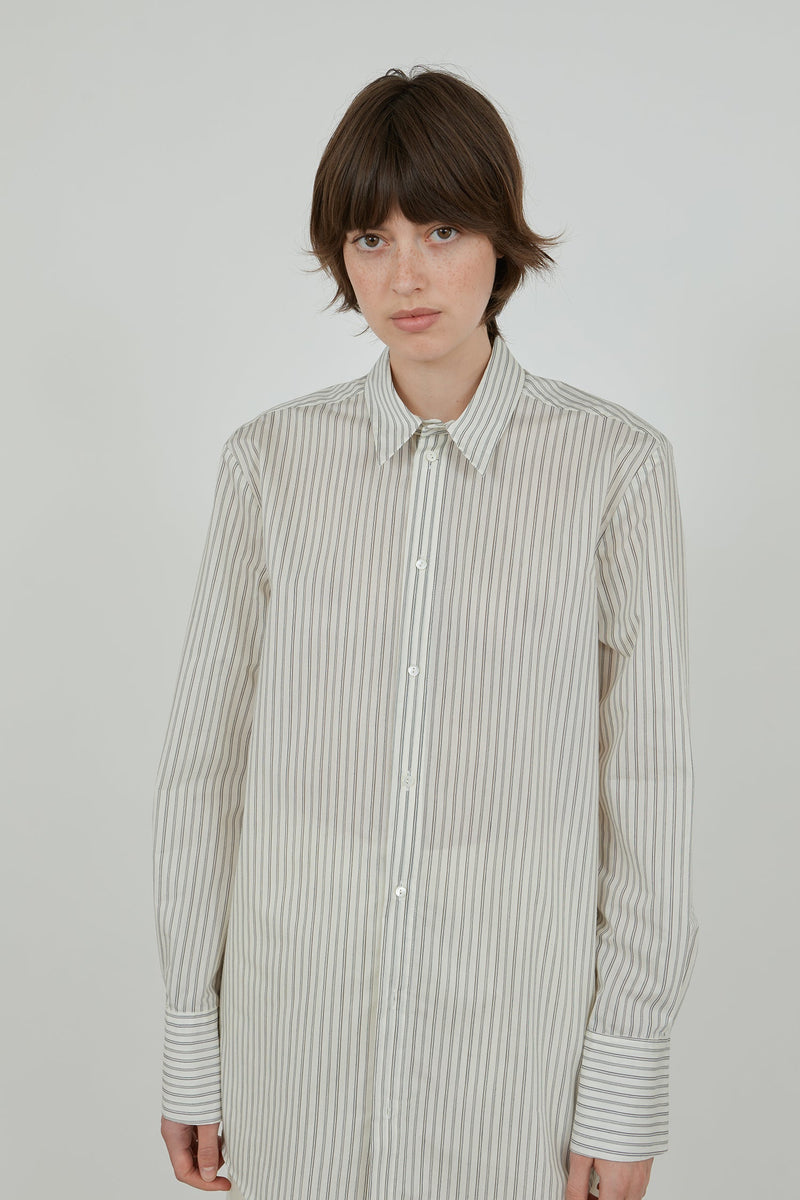 Adam shirt | Striped grey blue - Cotton blend