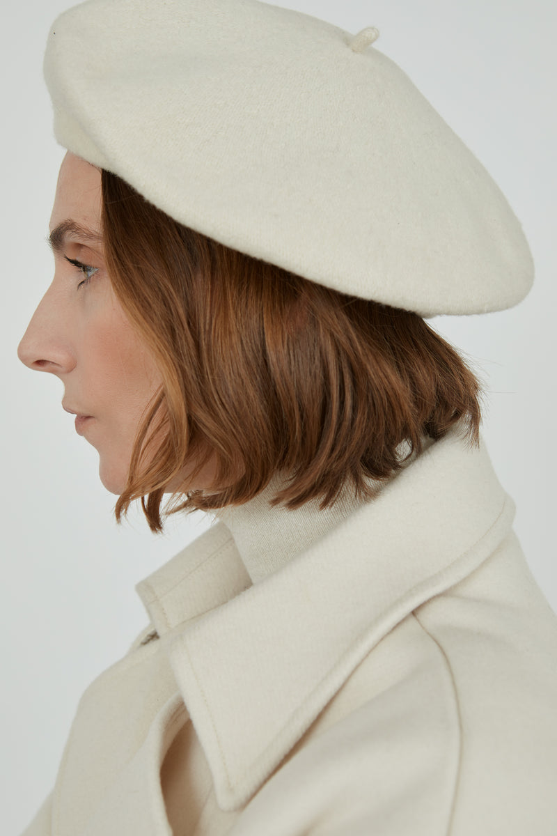 Alain beret | Off White - Felted wool