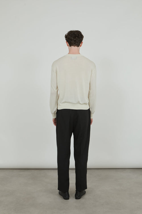 Back view of the off-white Albert knitted crewneck.